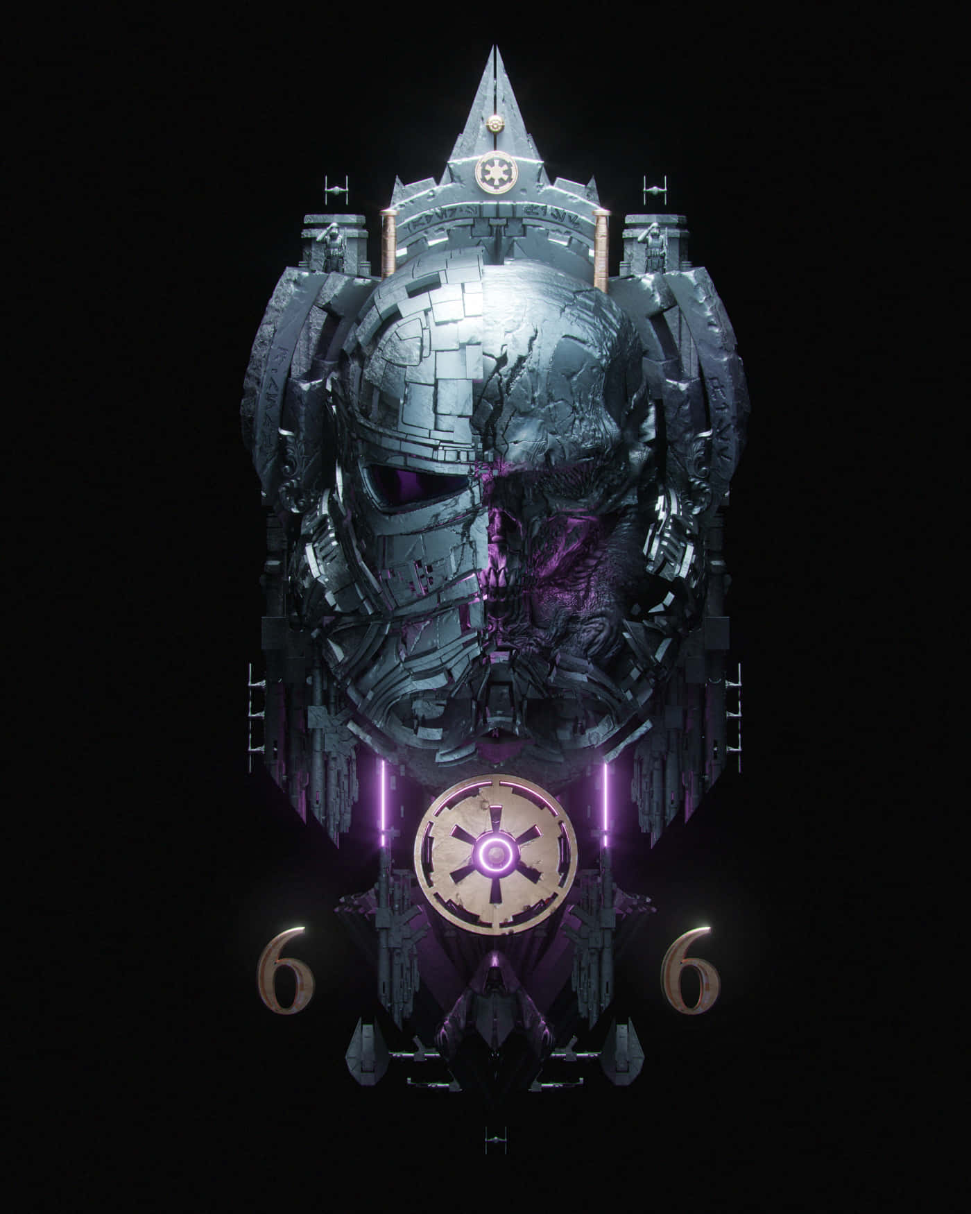 The Order 66, metallic skull, glowing purple eyes, HD Phone Wallpaper