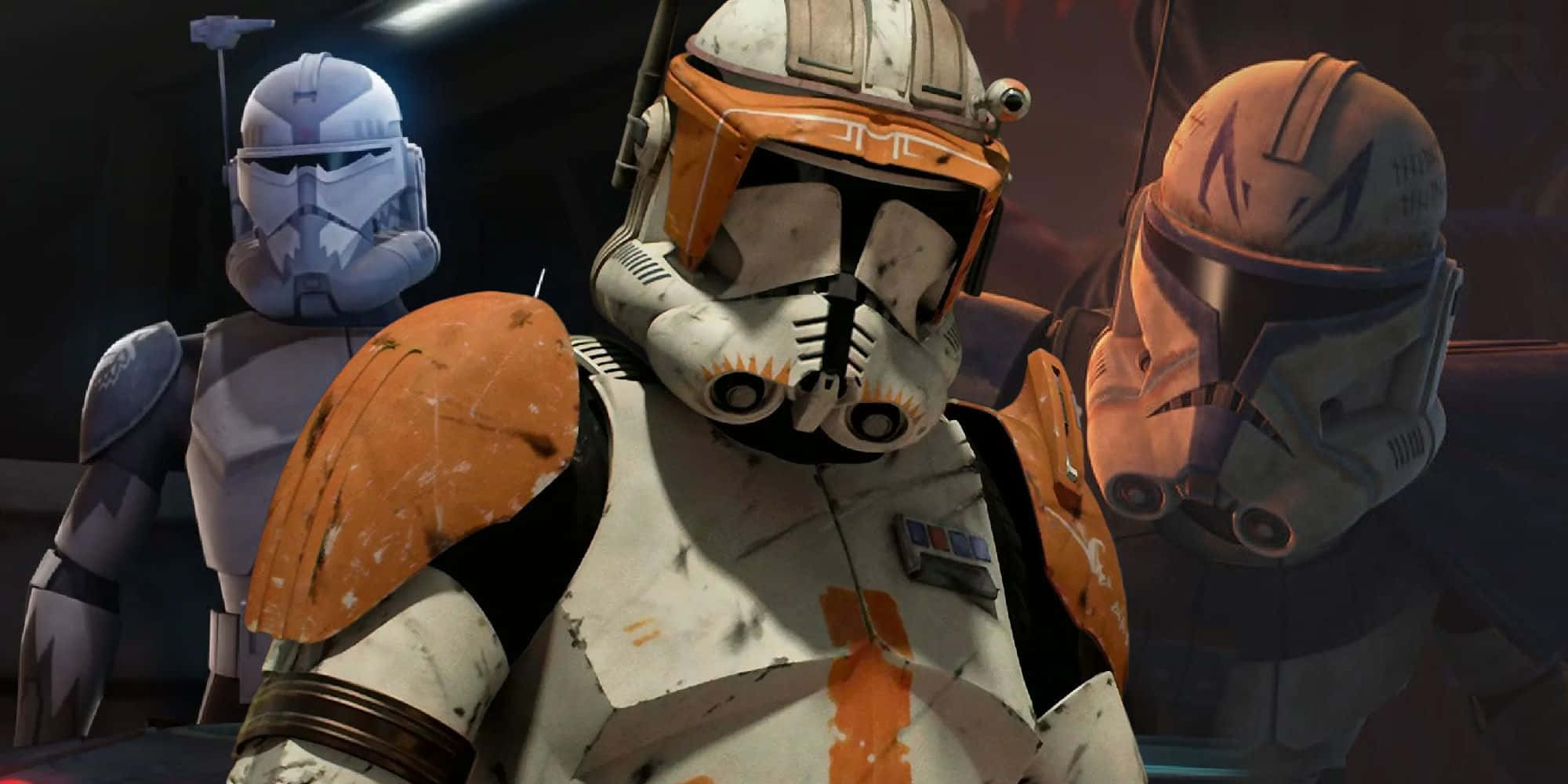 The Order 66, clone troopers, white and orange armor, Full HD Desktop Wallpaper