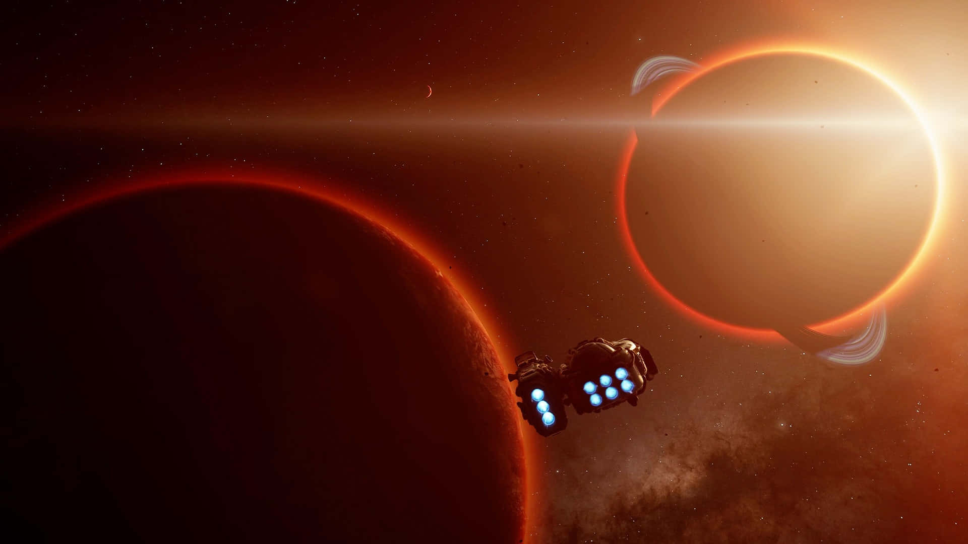 The Outer Worlds 2, spacecraft, glowing blue engines, Full HD Desktop Wallpaper