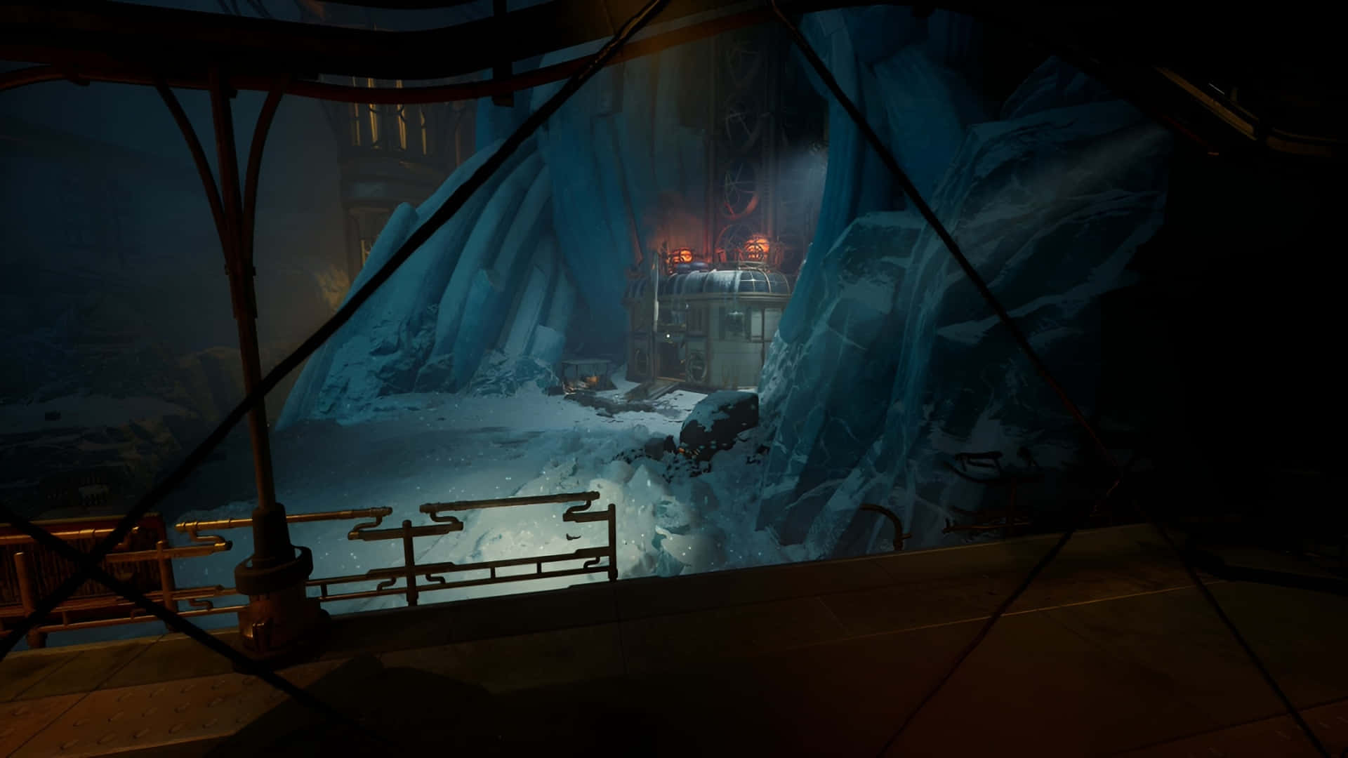 The Outer Worlds 2, ice cave, glowing orange lights, Full HD Desktop Wallpaper