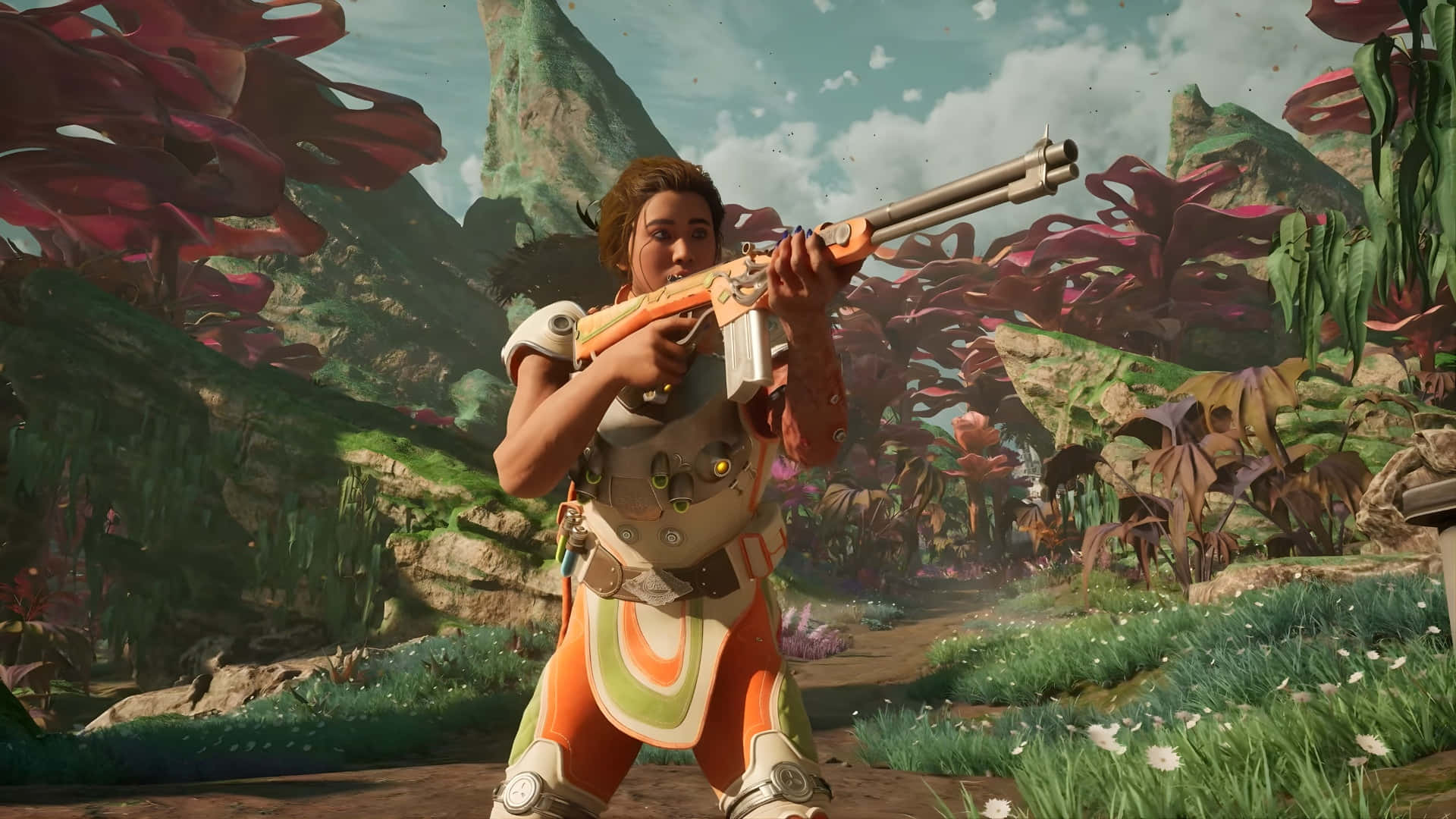 The Outer Worlds 2, female soldier, orange and white armor, Full HD Desktop Wallpaper