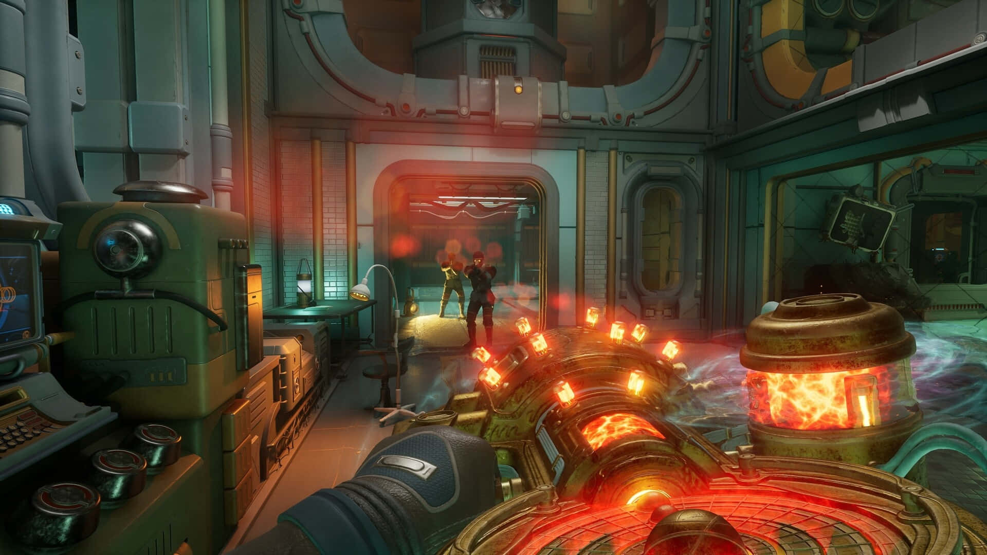 The Outer Worlds 2, first-person view, cluttered sci-fi lab, Full HD Desktop Wallpaper