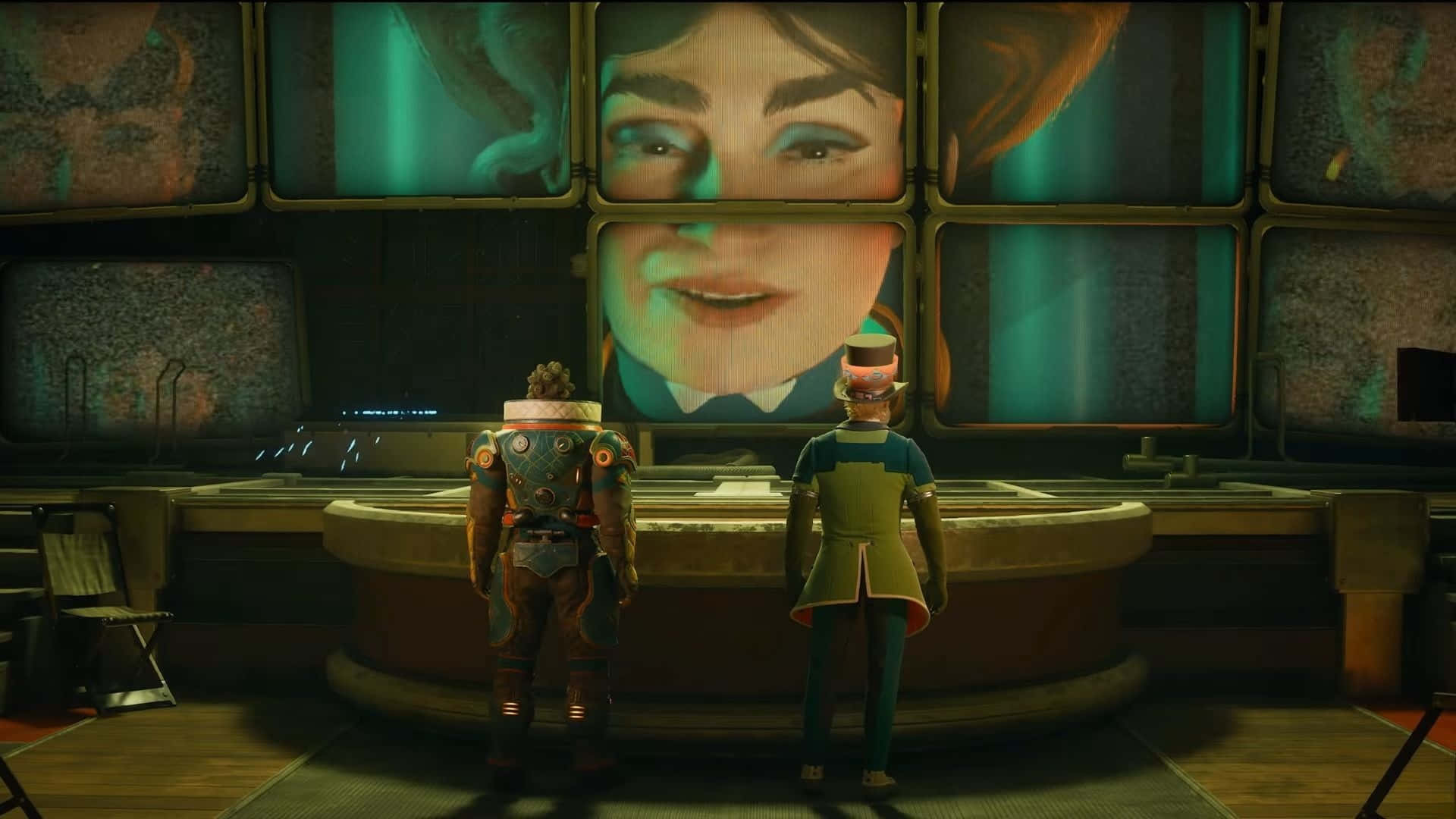 The Outer Worlds 2, dialogue scene, armored figures, Full HD Desktop Wallpaper