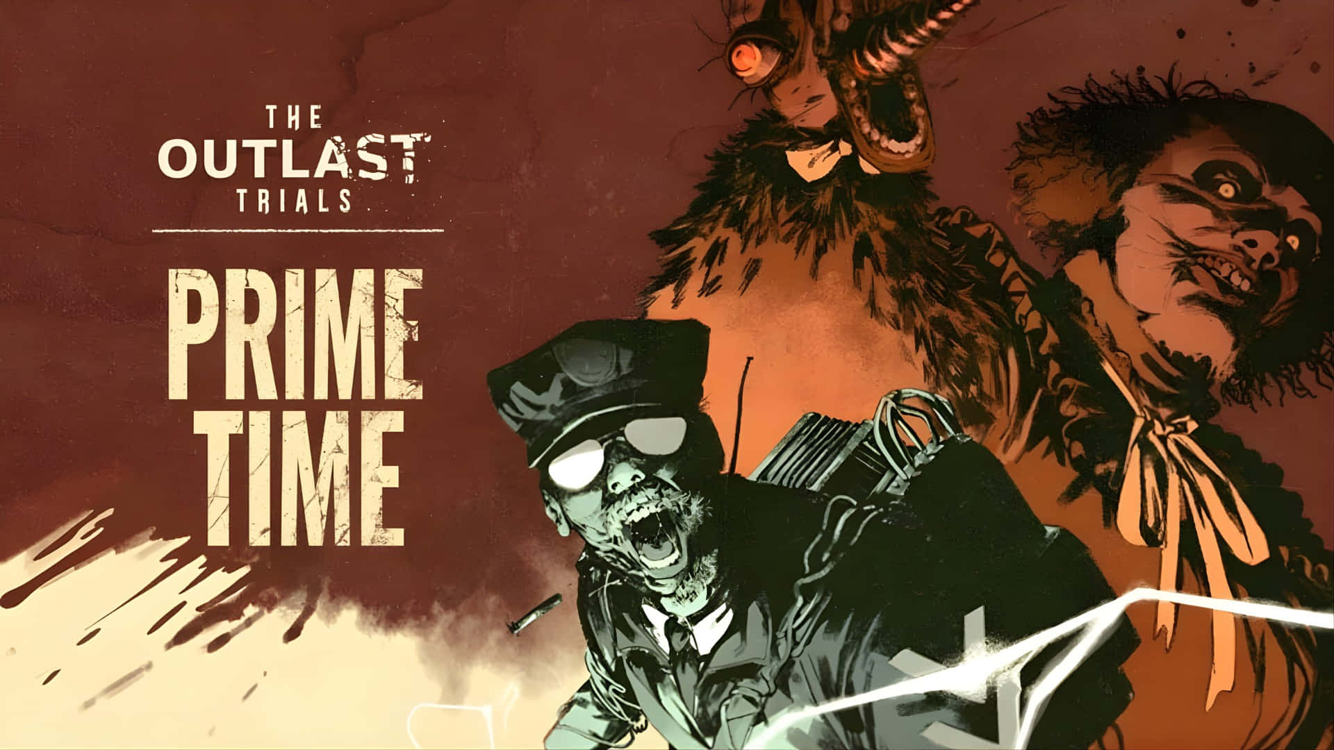 The Outlast Trials, screaming zombie, police uniform, Full HD Desktop Wallpaper