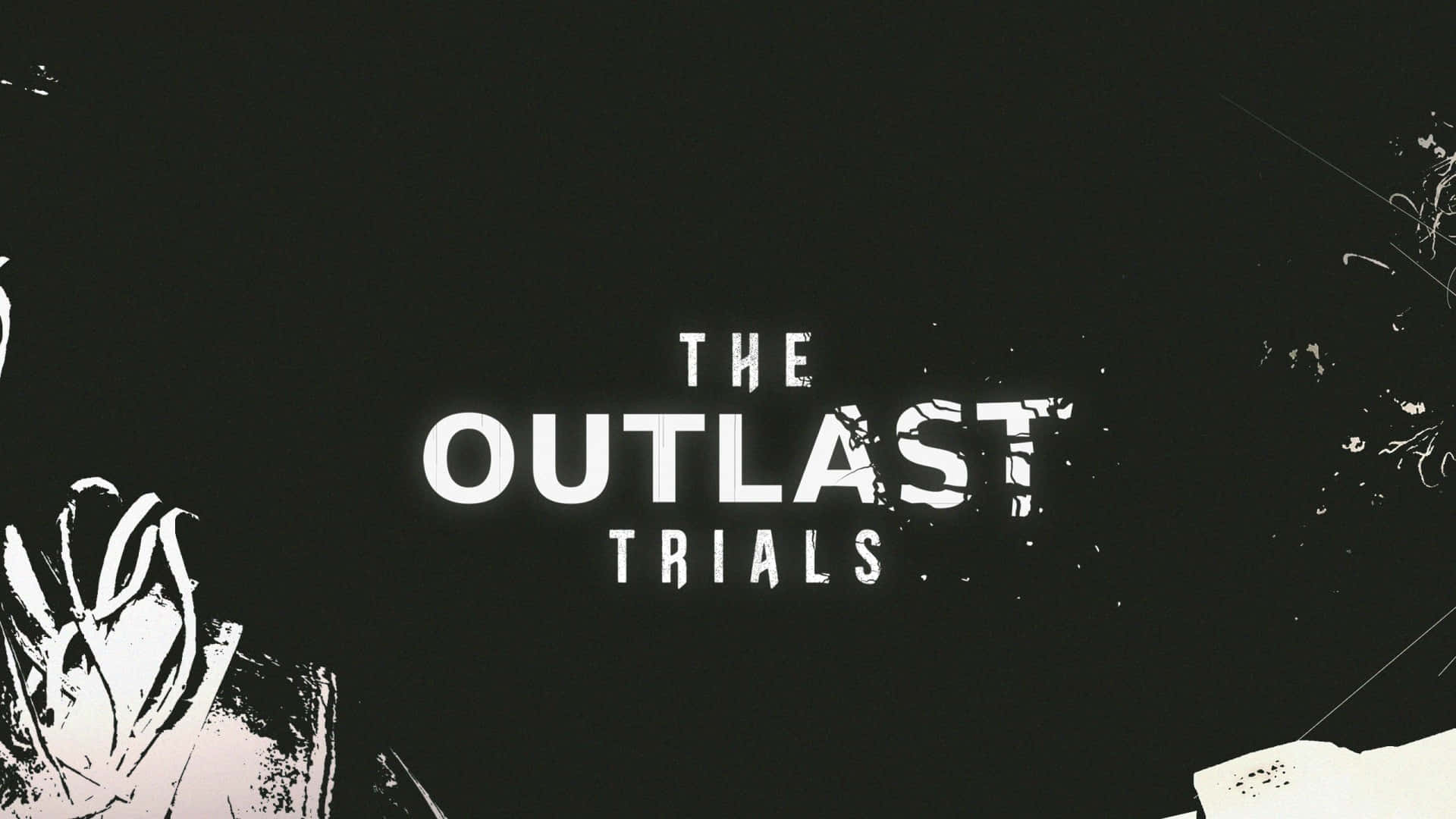 The Outlast Trials, white text, gritty black background, Full HD Desktop Wallpaper
