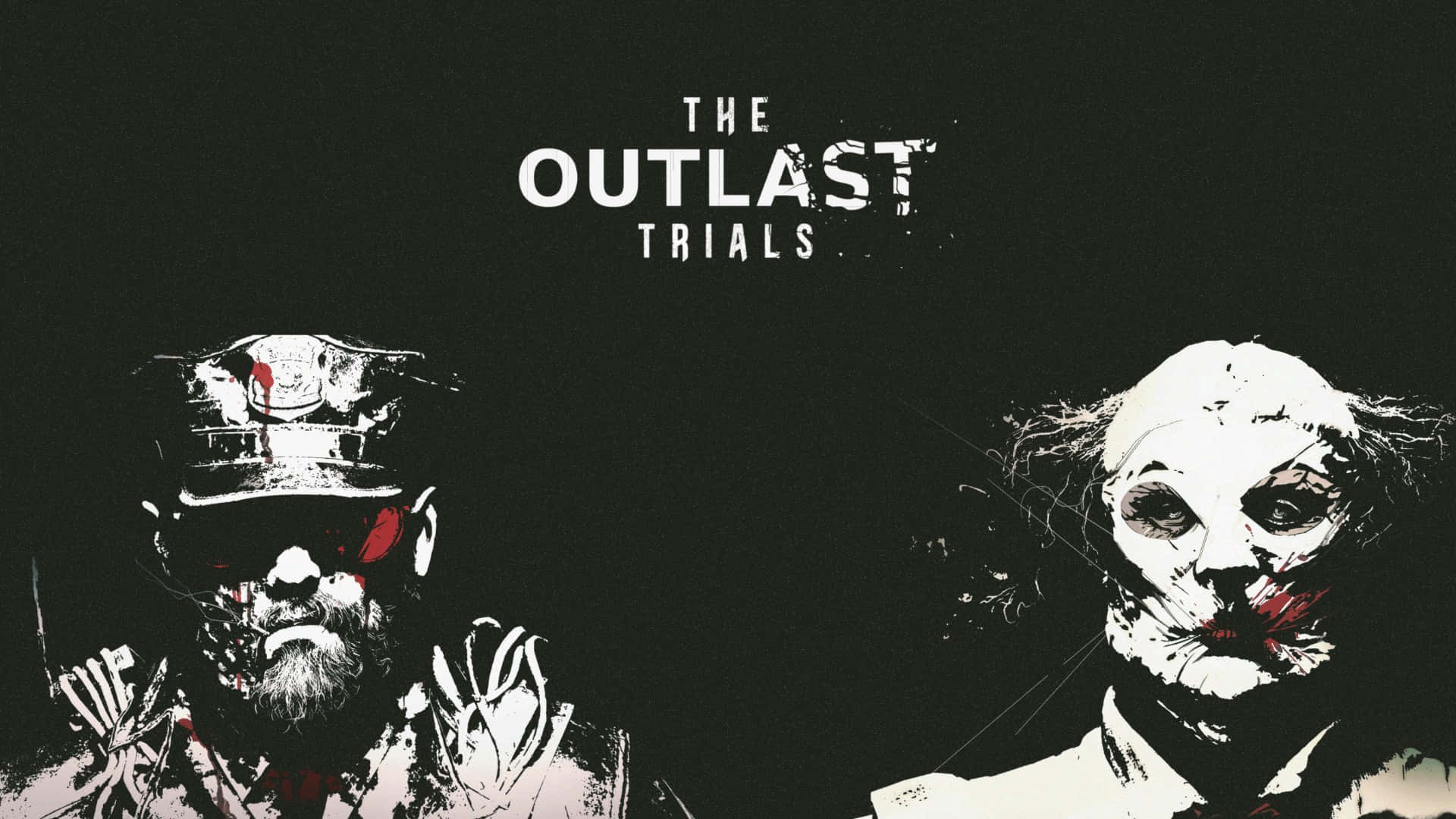 The Outlast Trials, grotesque masked figures, bloodied faces, Full HD Desktop Wallpaper