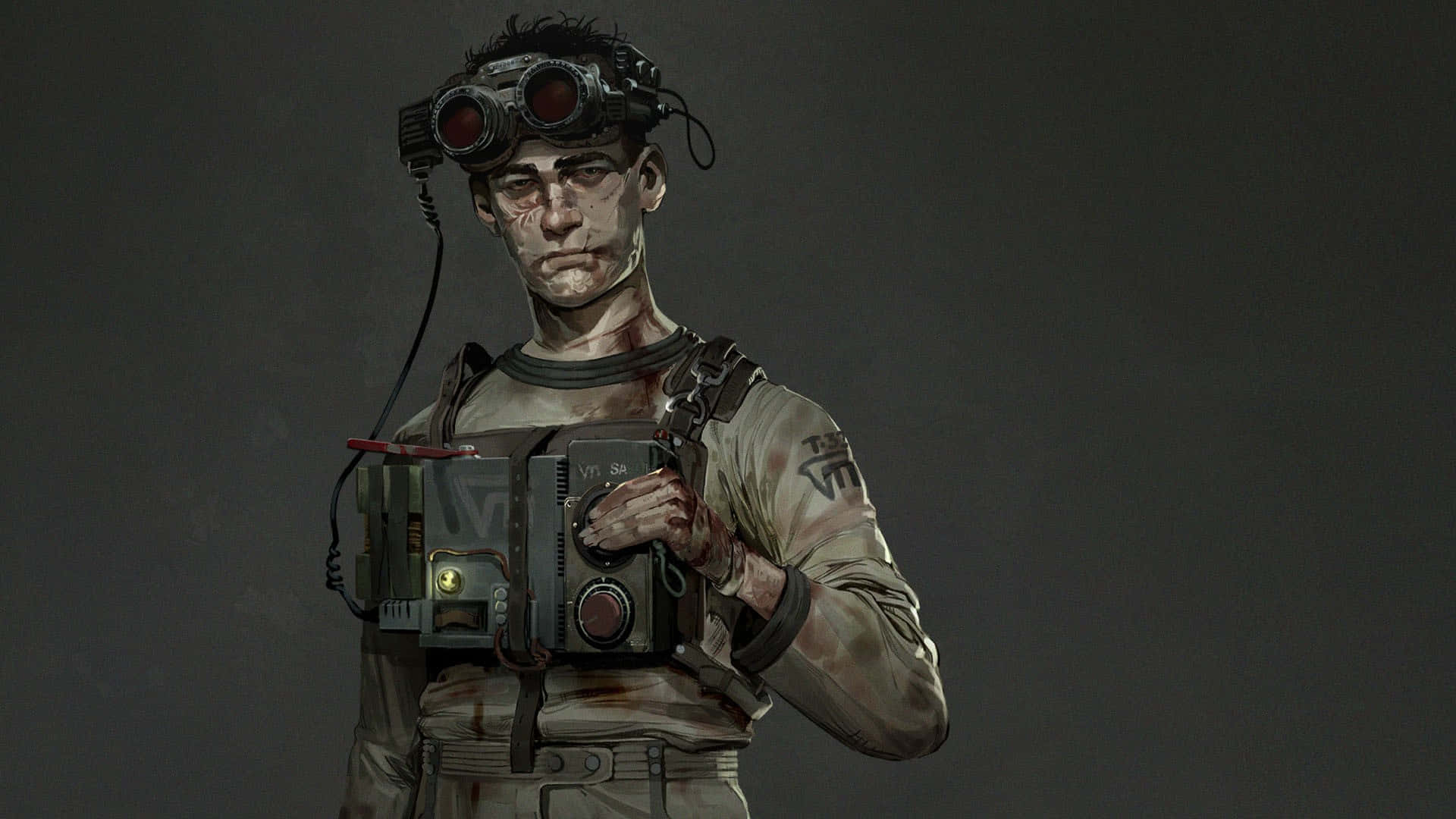 Outlast Trials, soldier, bloodied face, Full HD Desktop Wallpaper