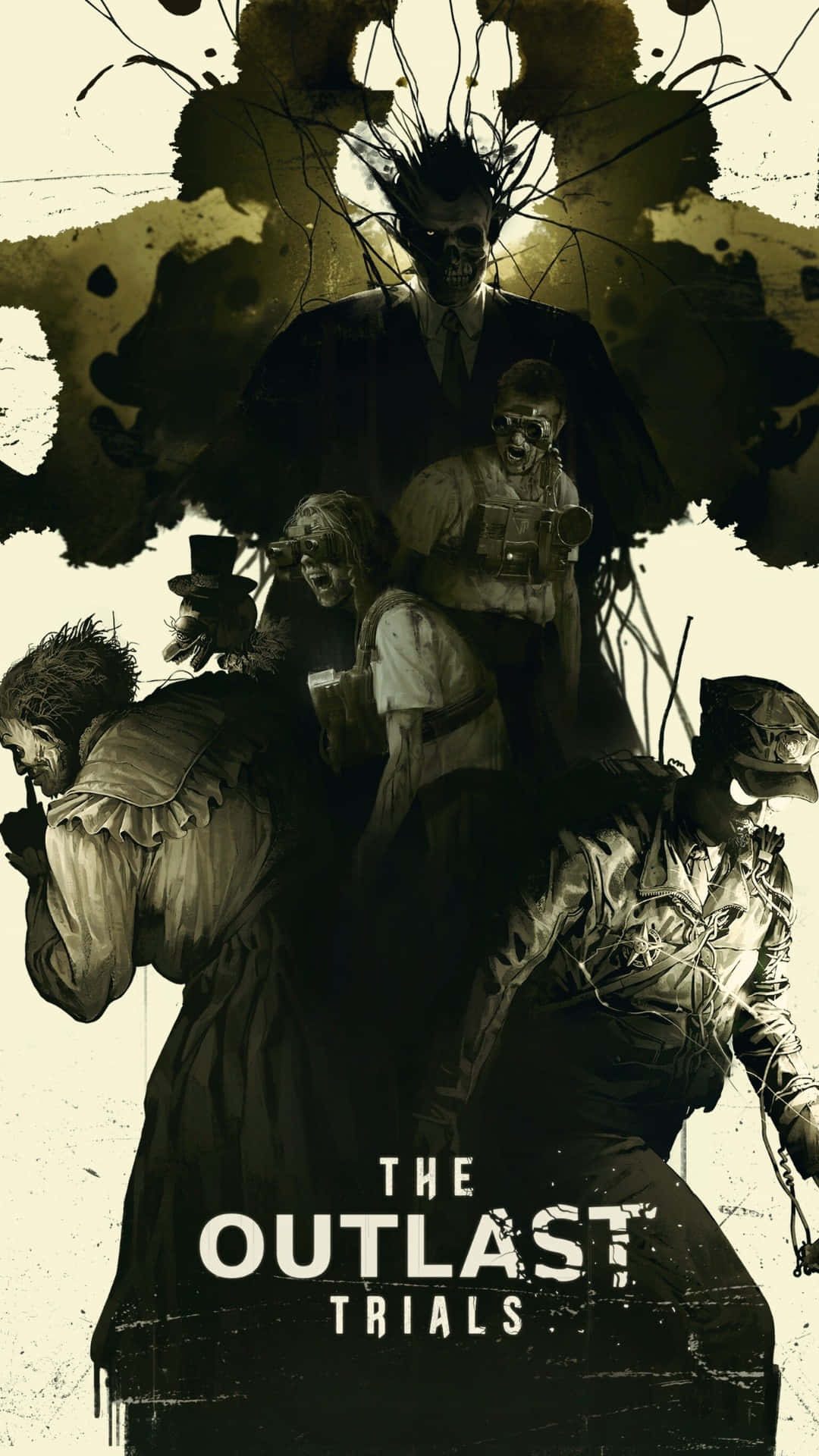 The Outlast Trials, horror characters, dark suits, Full HD Phone Wallpaper