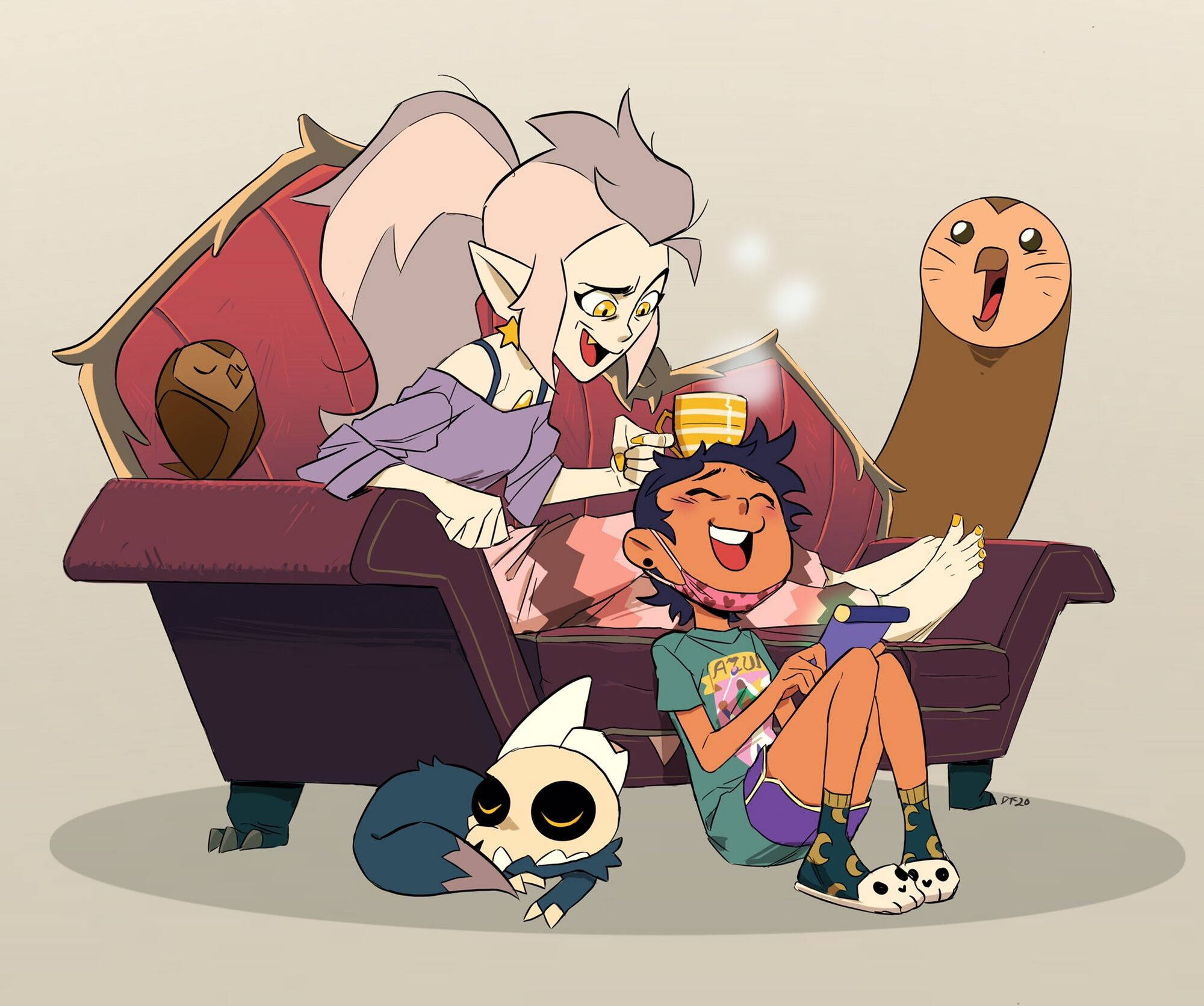 The Owl House, hang out, plush couch, Full HD Desktop Wallpaper