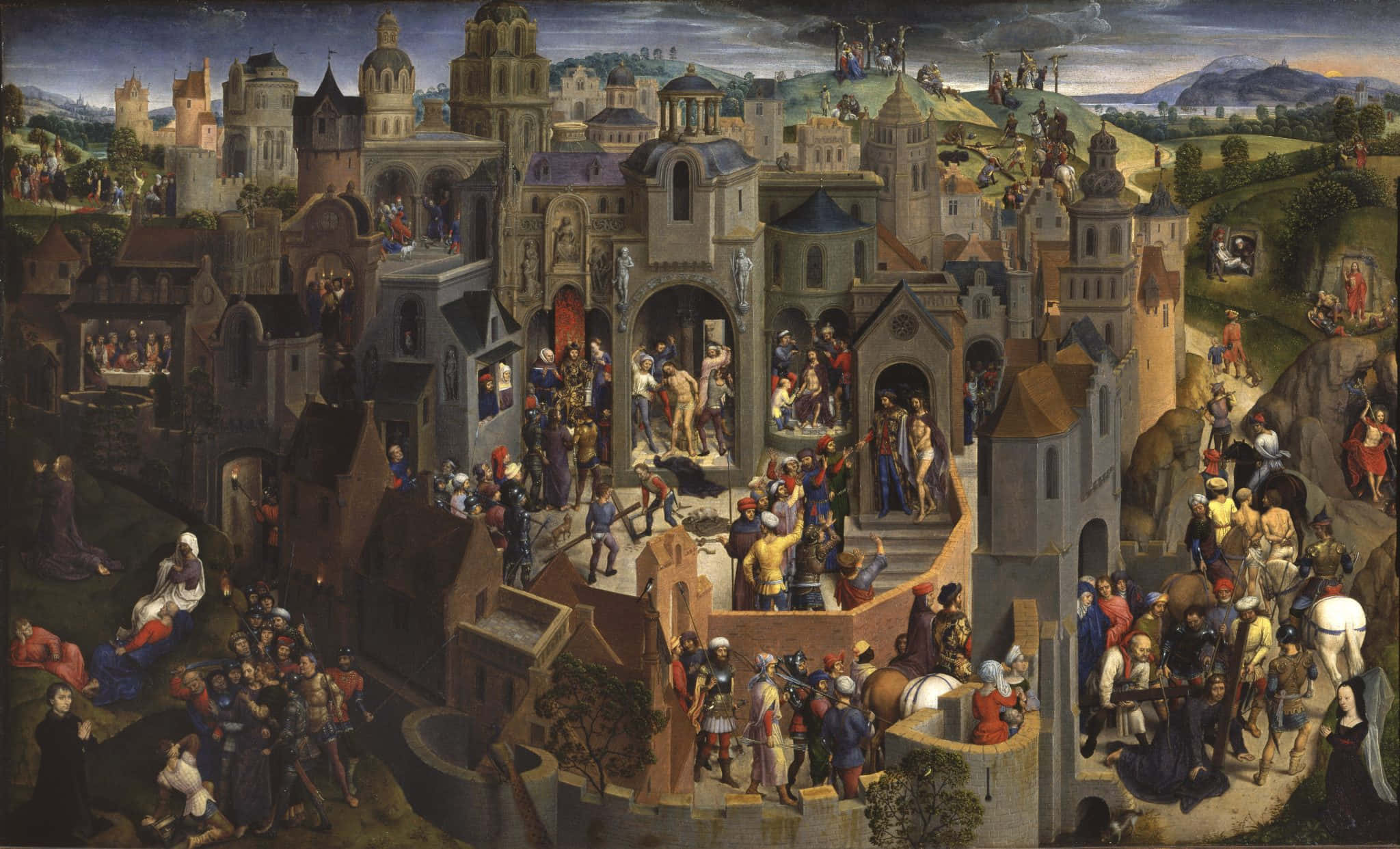 The Passion of Christ, medieval cityscape, stone buildings, Full HD Desktop Wallpaper