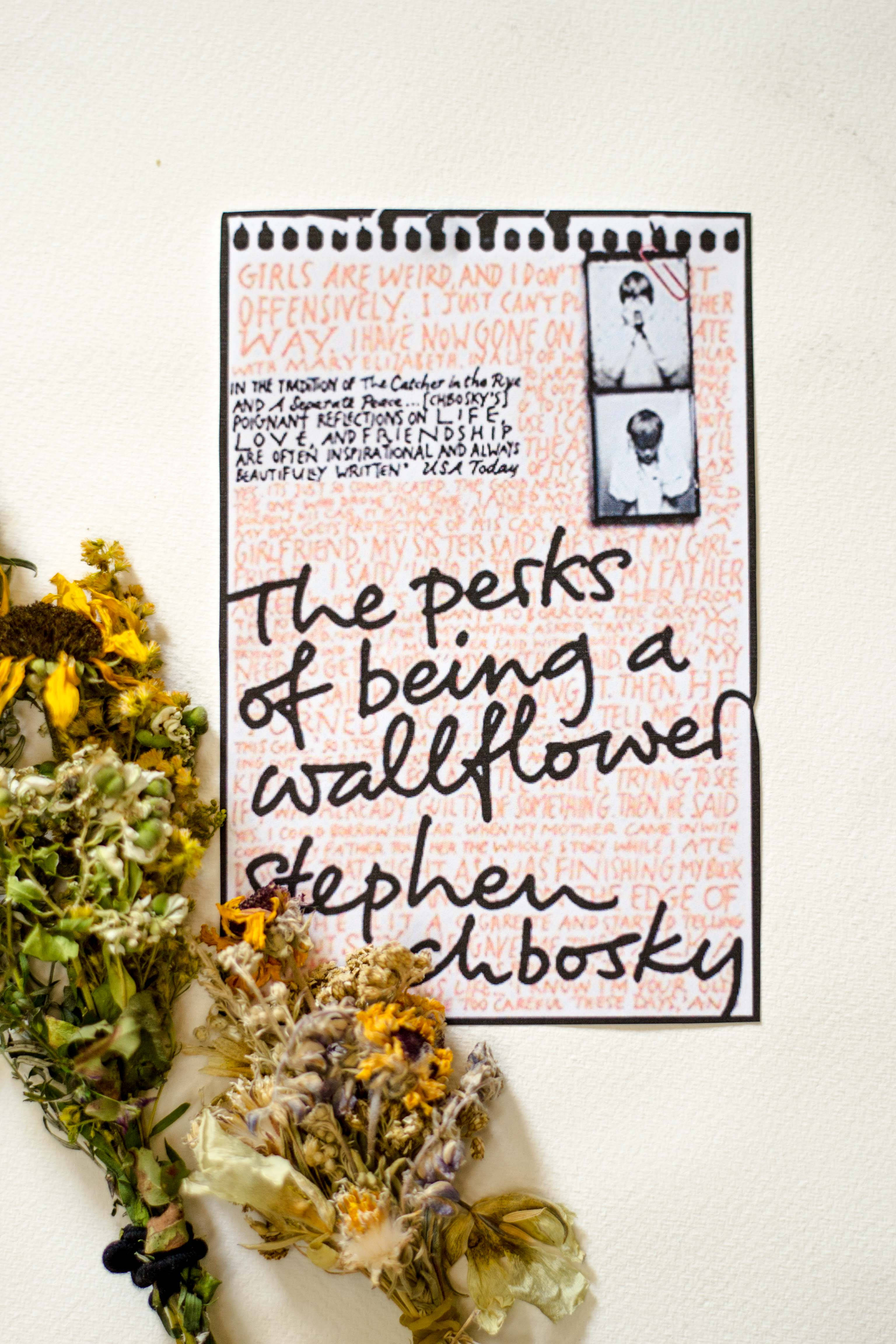 The Perks of Being a Wallflower, book cover, dried yellow and white flowers, 4K Phone Wallpaper