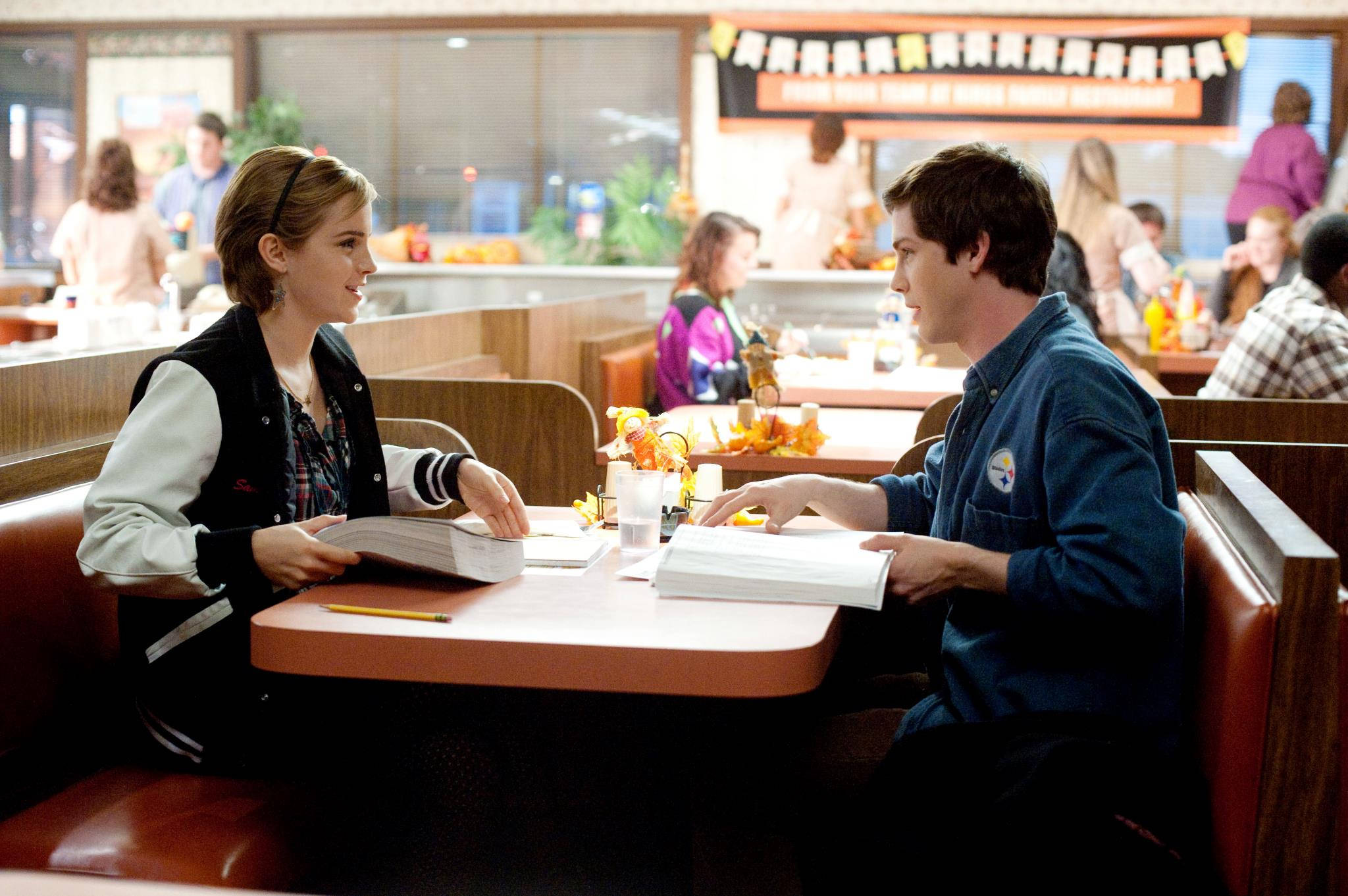 The Perks of Being a Wallflower, retro diner booth, studying books, Full HD Desktop Wallpaper