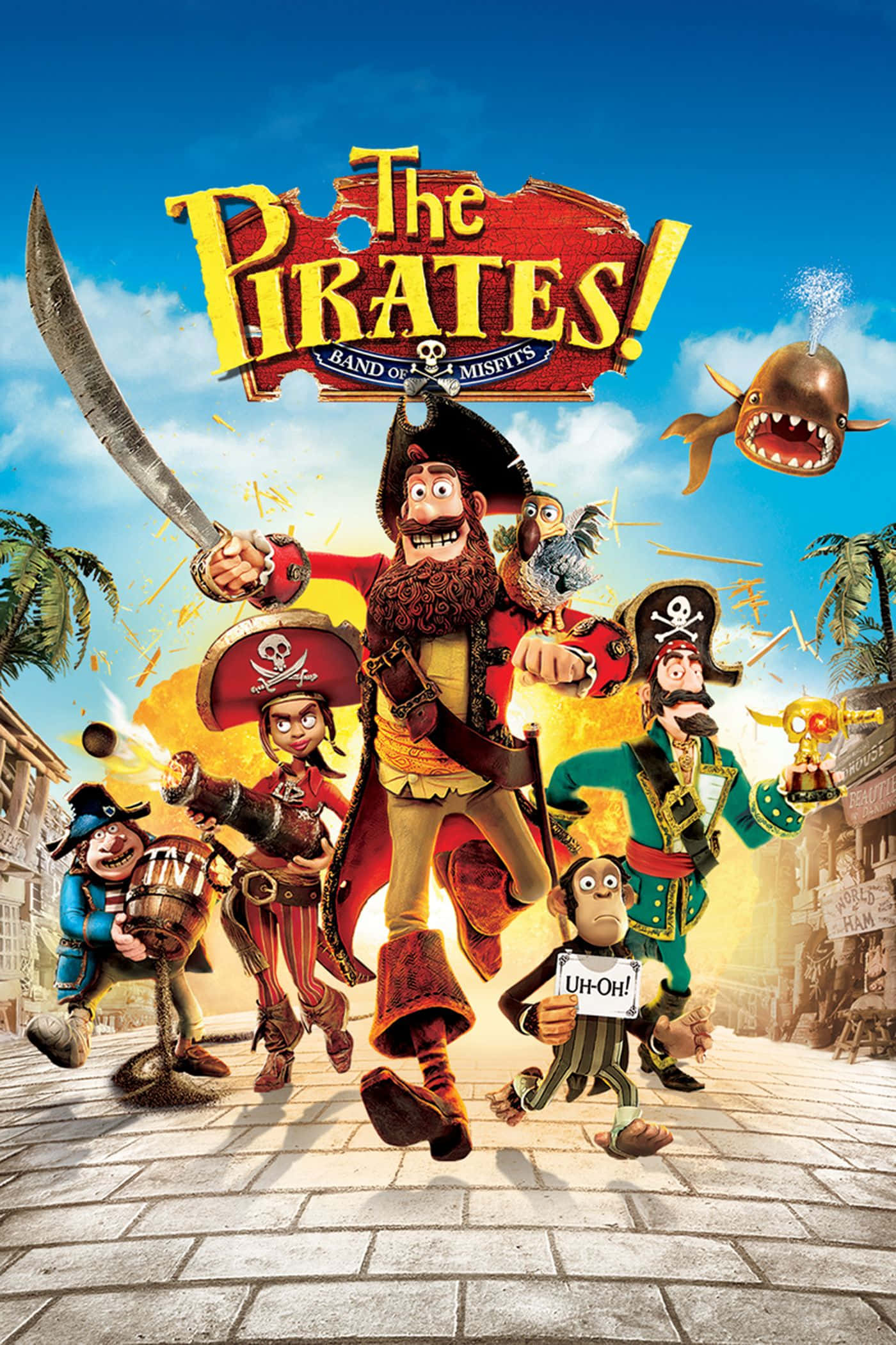 The Pirates Band Of Misfits, shark, parrot, Full HD Phone Wallpaper