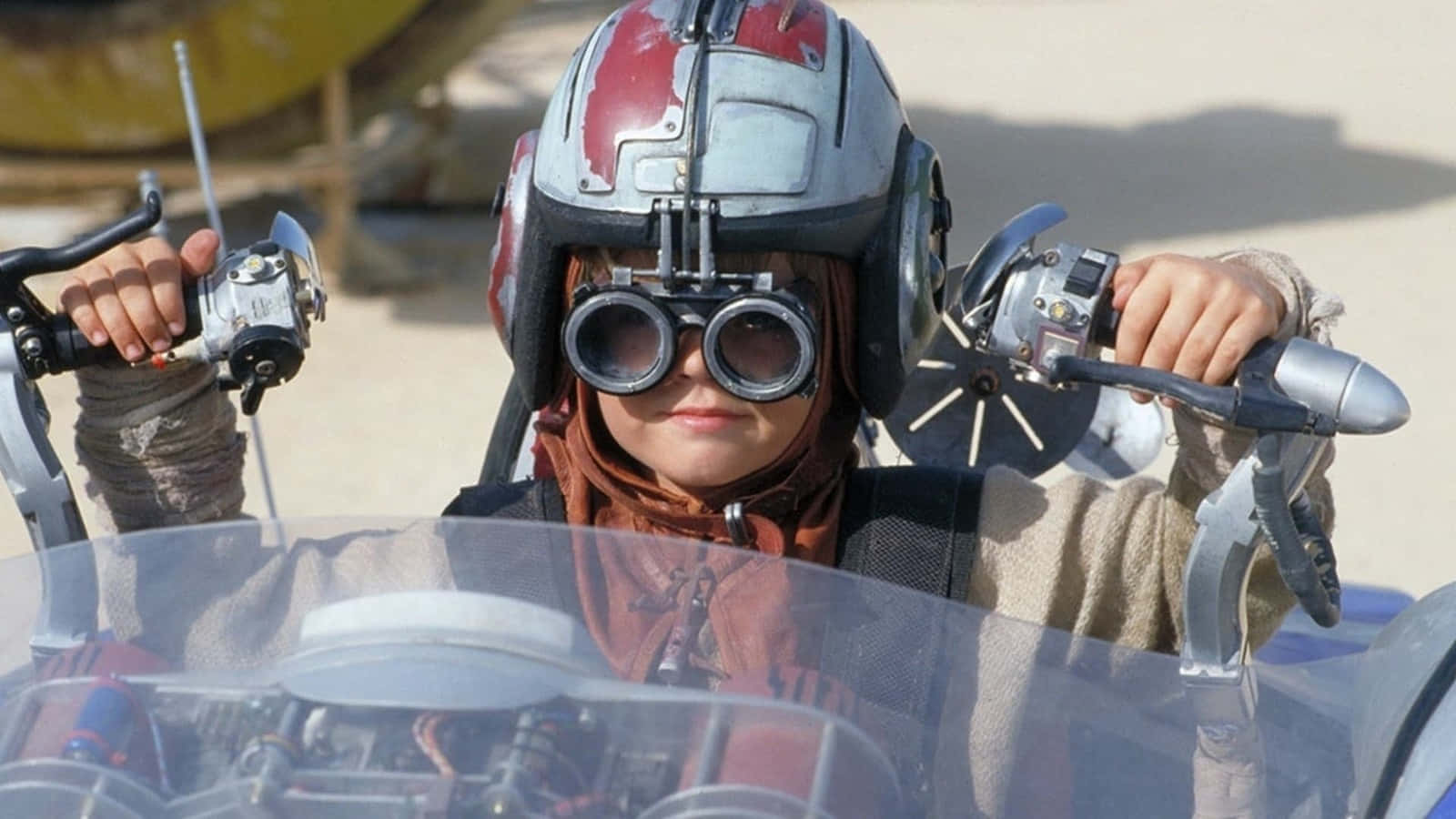 The Podrace, futuristic speeder bike, sunbaked desert plain, HD Desktop Wallpaper
