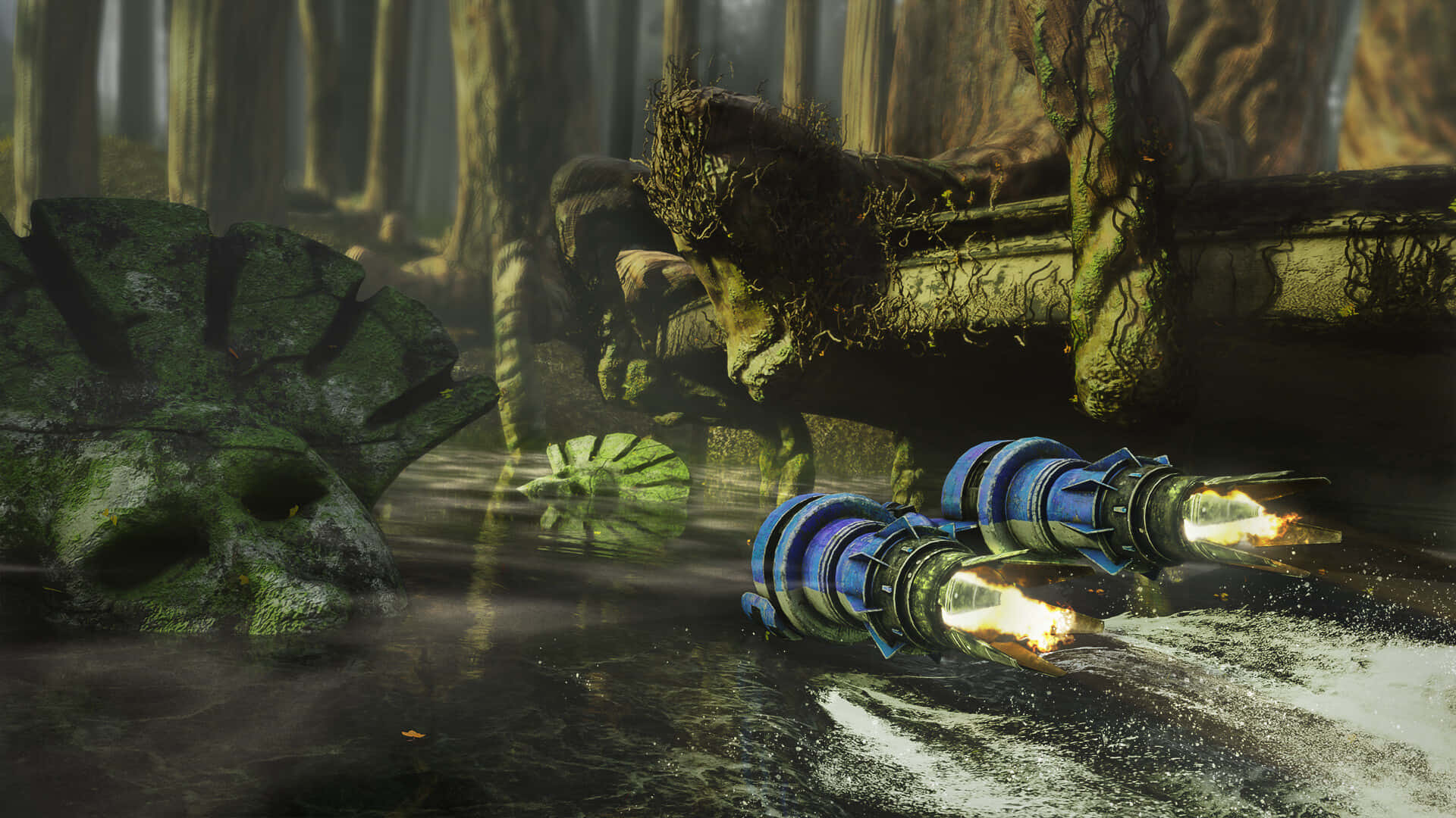 Podrace, futuristic arena, blue futuristic jetpack, Full HD Desktop Wallpaper