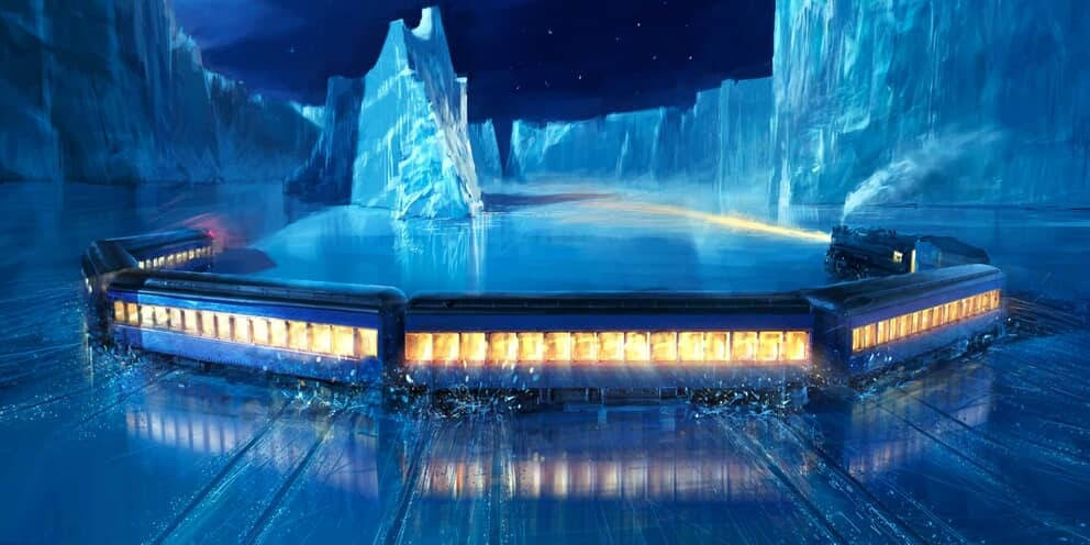 The Polar Express, snowy mountains, frozen Arctic landscape, SD Desktop Wallpaper