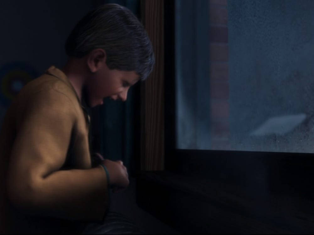 The Polar Express, boy, rain-streaked window, SD Desktop Wallpaper