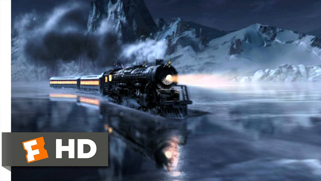 The Polar Express, steam locomotive, snowy mountain pass, HD Desktop Wallpaper