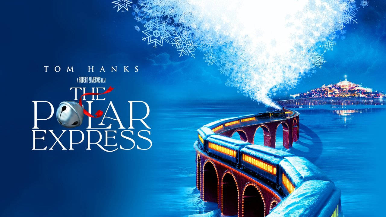 The Polar Express, snowy bridge, starry blue sky, HD Desktop Wallpaper
