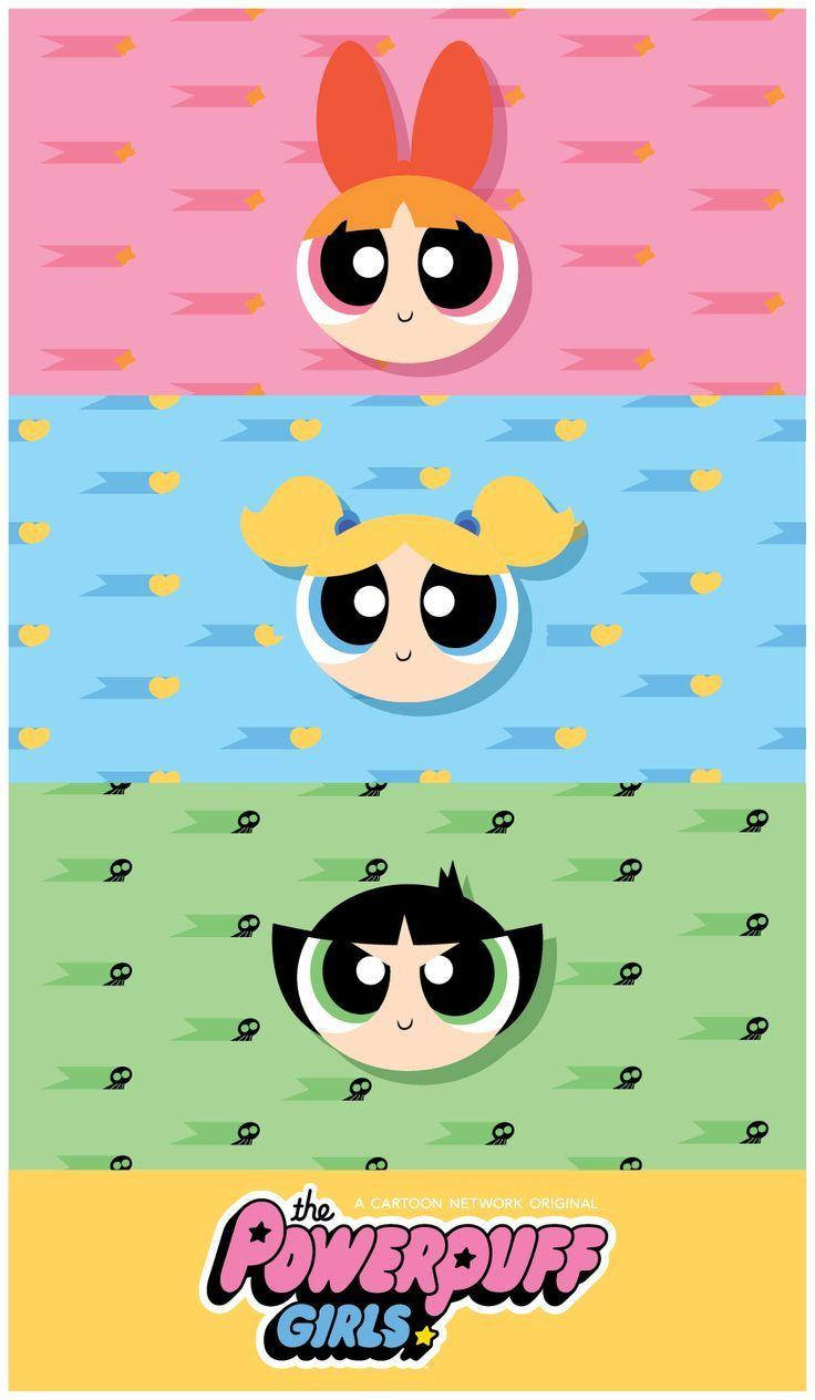 The Powerpuff Girls, large eyes, distinct hair colors, SD Phone Wallpaper