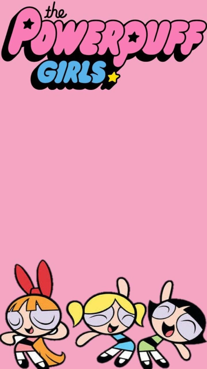 The Powerpuff Girls, pink background, superhero poses, HD Phone Wallpaper