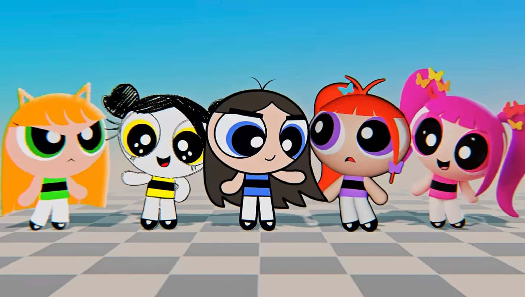 Powerpuff Girls, animated characters, oversized eyes, Full HD Desktop Wallpaper