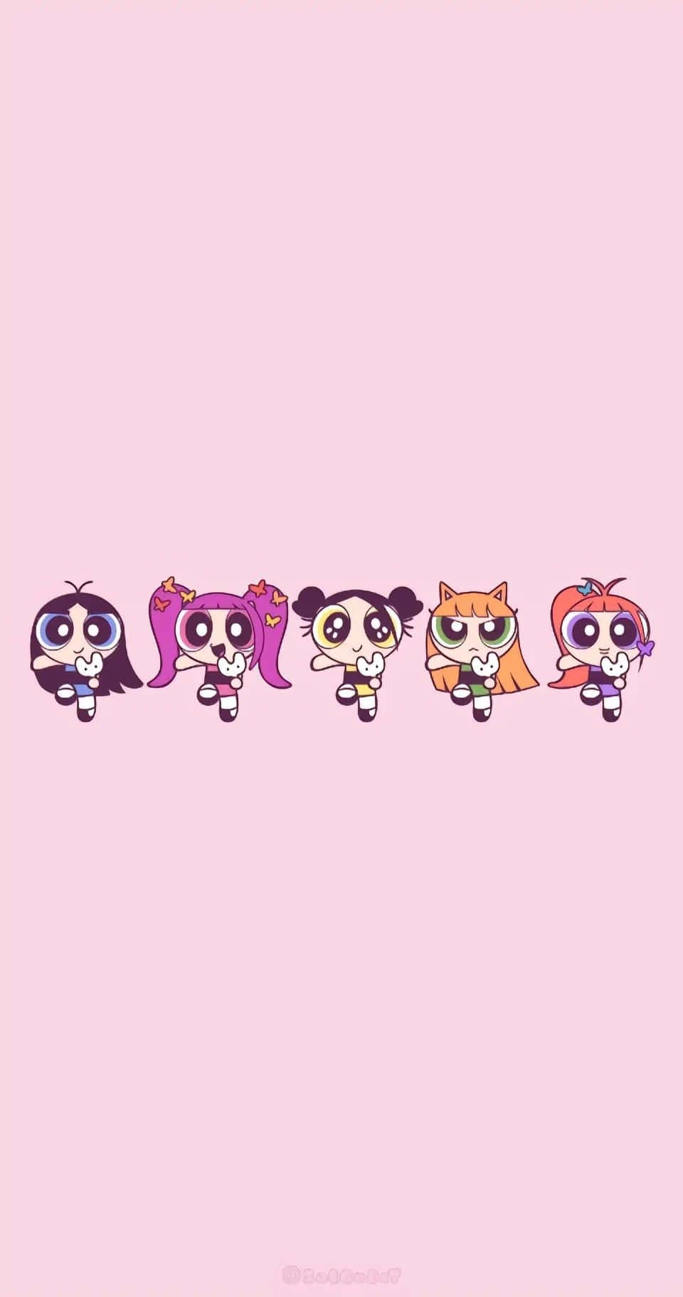 Powerpuff Girls, friends, pink background, HD Phone Wallpaper