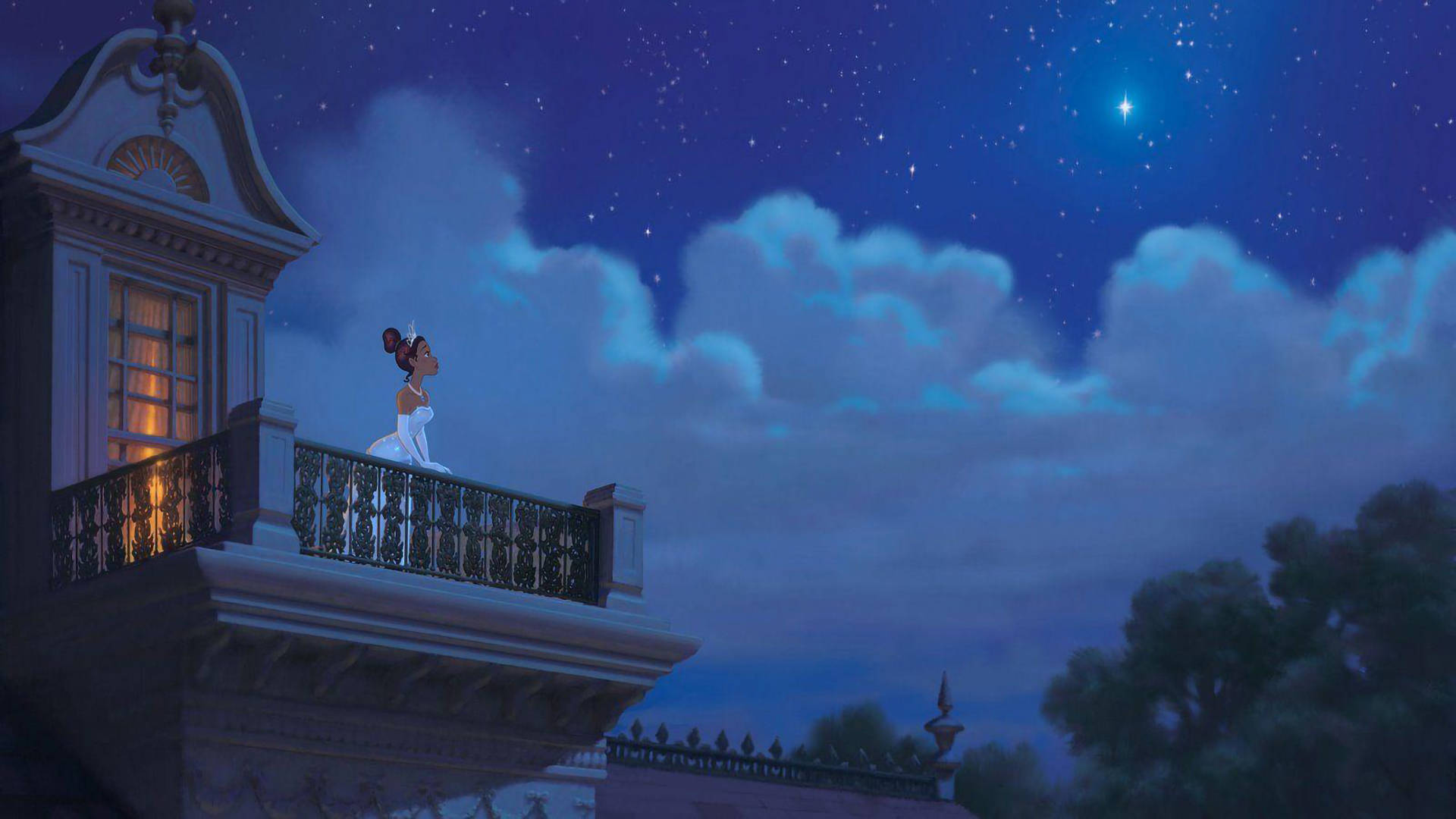 The Princess And The Frog, evening star, princess in white, Full HD Desktop Wallpaper