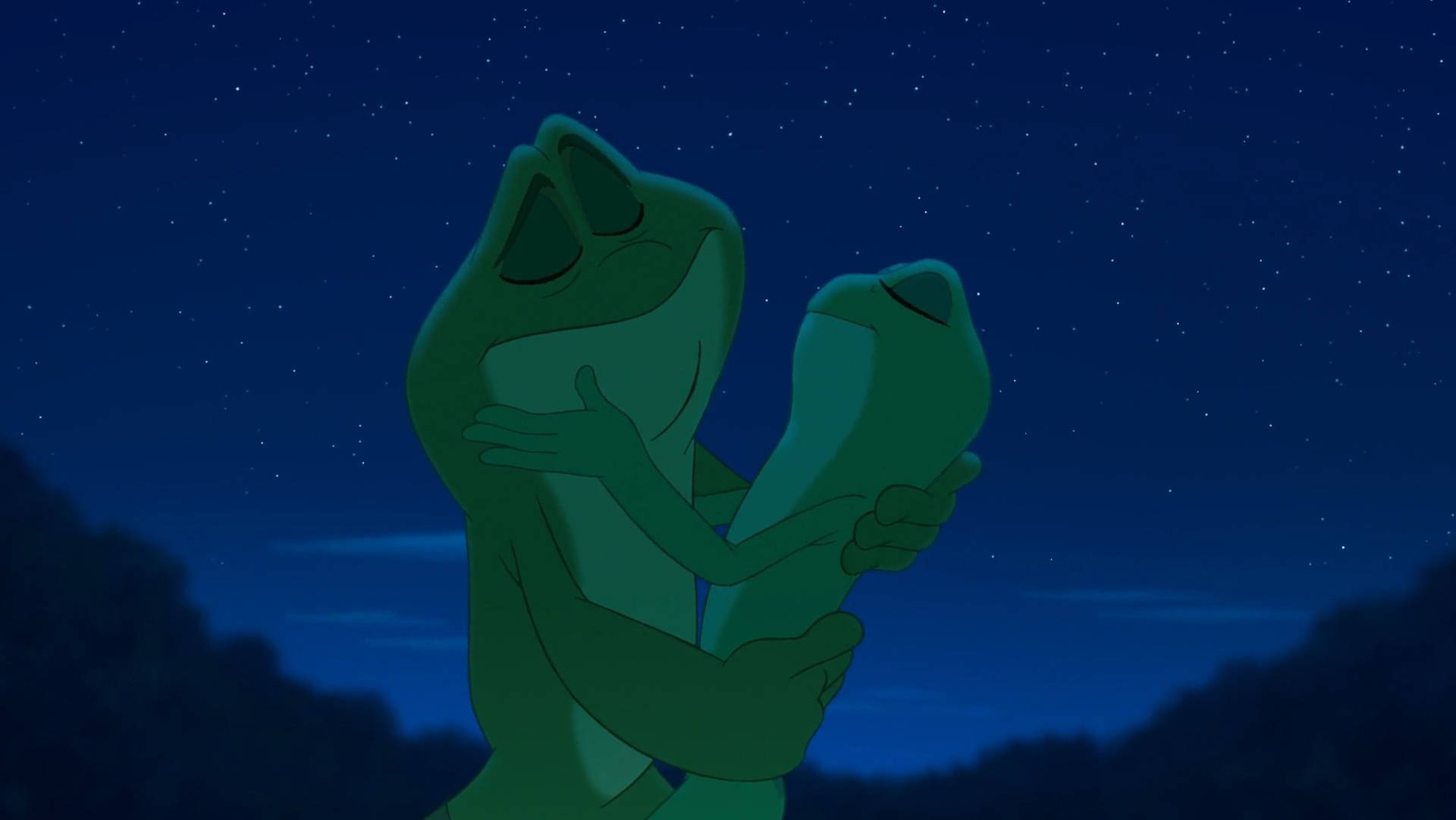 The Princess And The Frog, starry night sky, frogs, Full HD Desktop Wallpaper