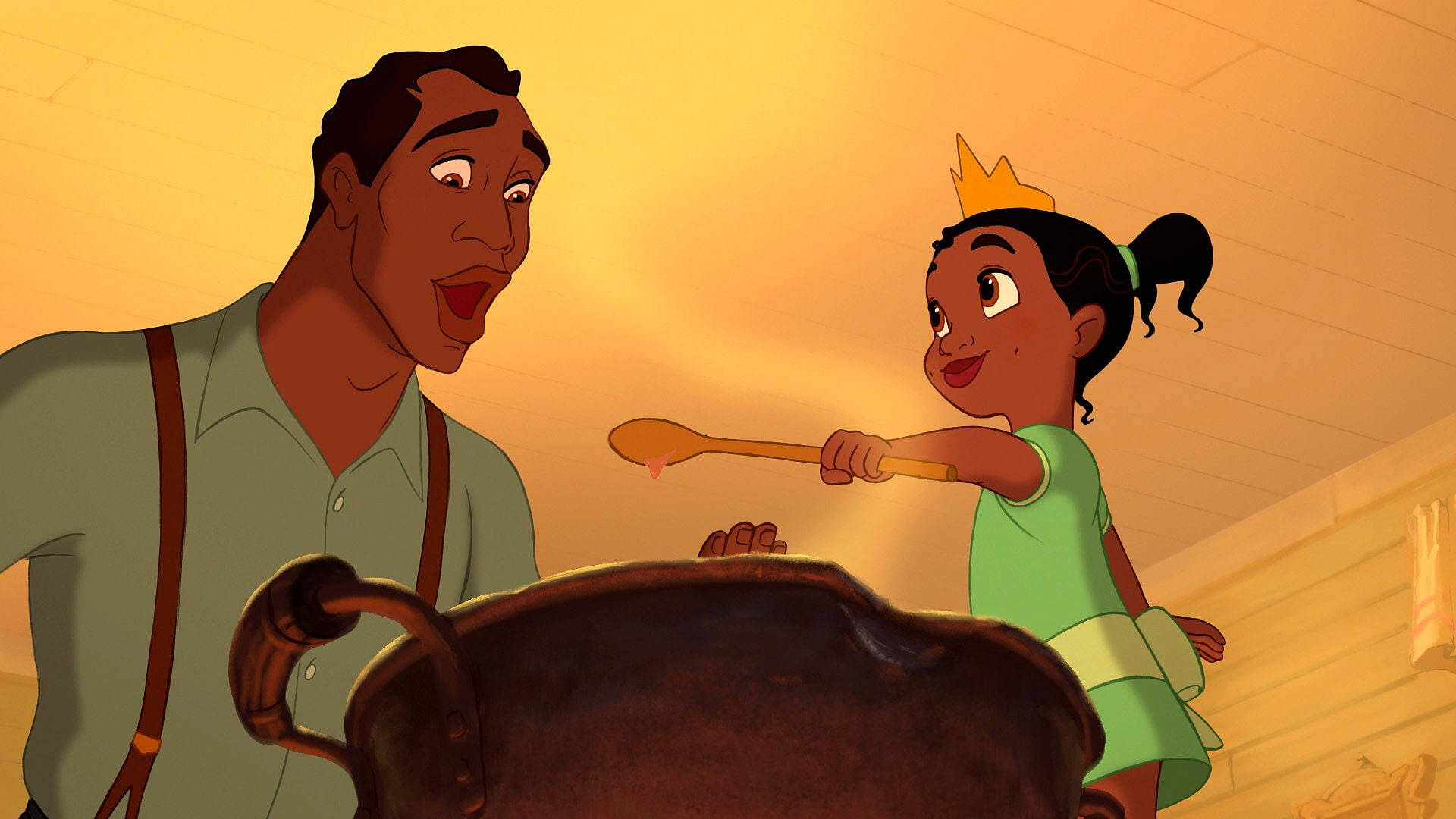 The Princess And The Frog, cooking gumbo, father and daughter, Full HD Desktop Wallpaper