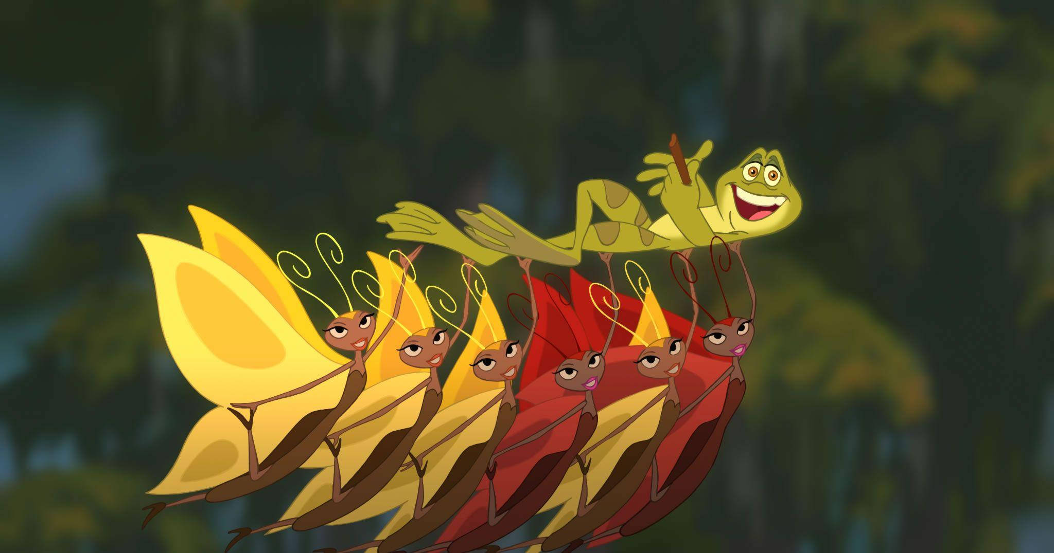 The Princess And The Frog, butterflies, green frog, Full HD Desktop Wallpaper