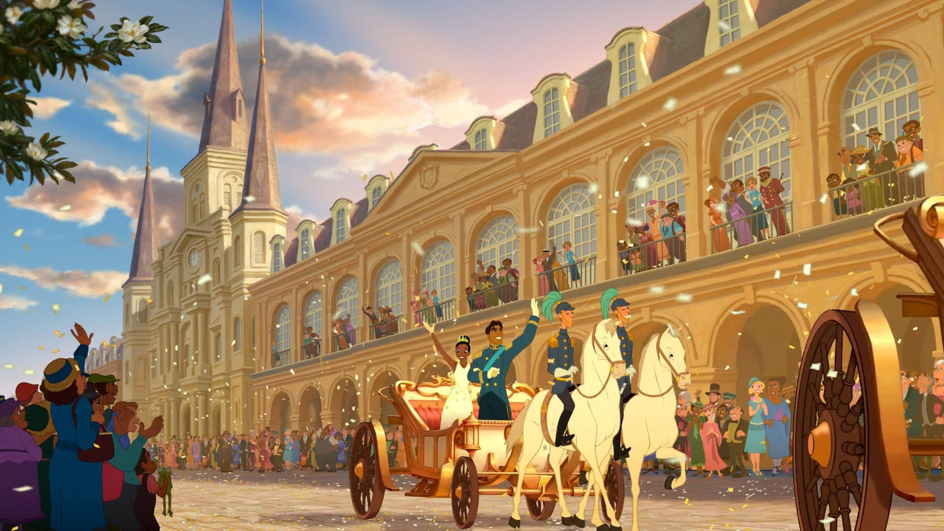 The Princess And The Frog, newlyweds, golden sunset, Full HD Desktop Wallpaper