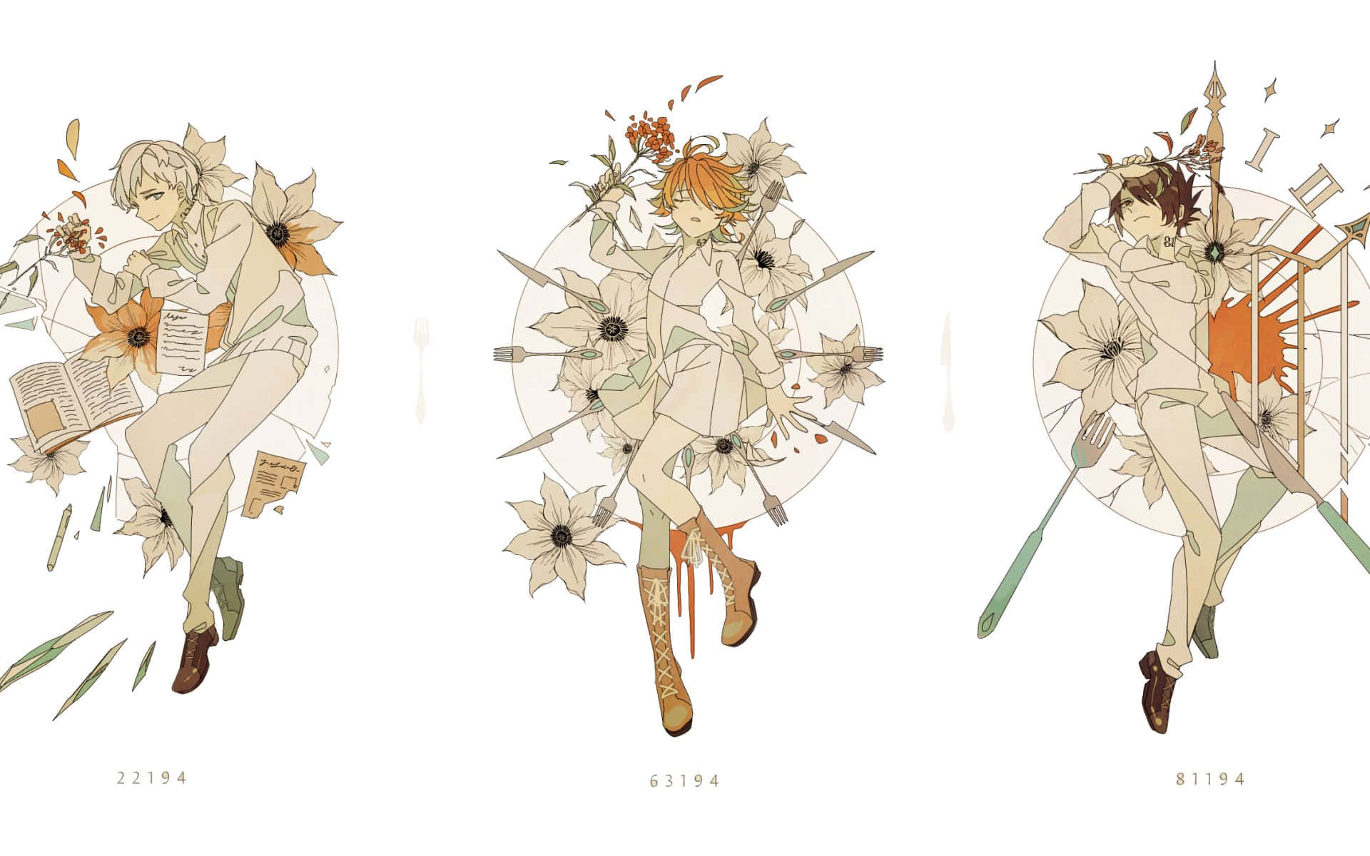 Emma, The Promised Neverland, anime-style, Full HD Desktop Wallpaper