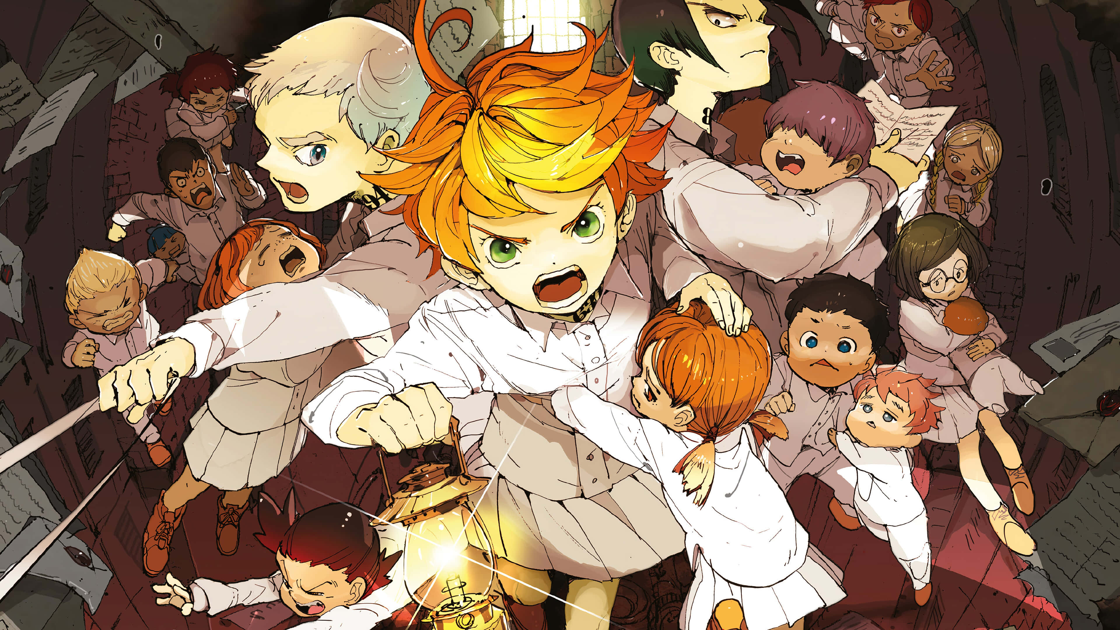 Emma, The Promised Neverland, orange-haired anime girl, 4K Desktop Wallpaper