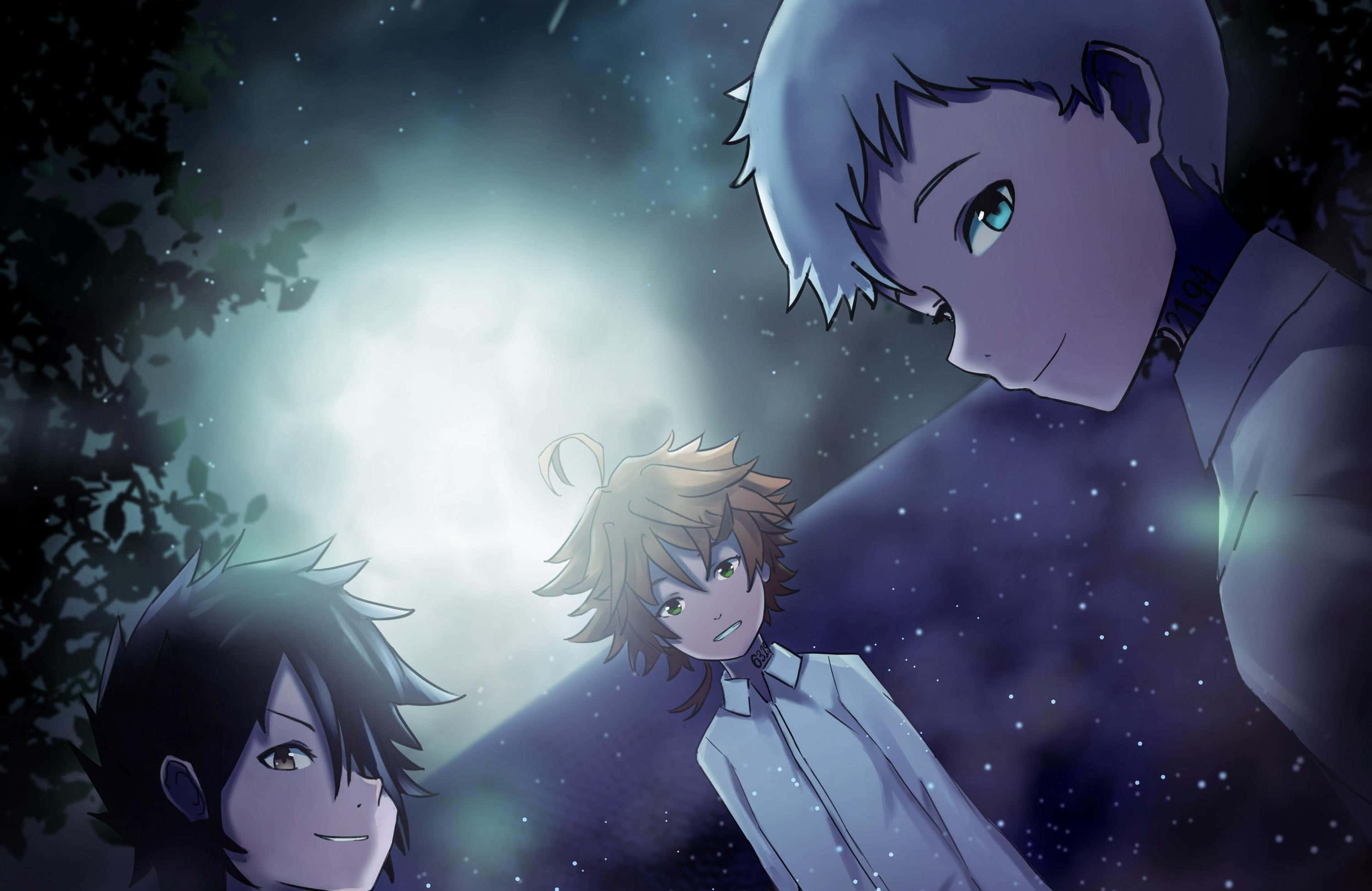 The Promised Neverland, Emma, glowing moon, 2K Desktop Wallpaper
