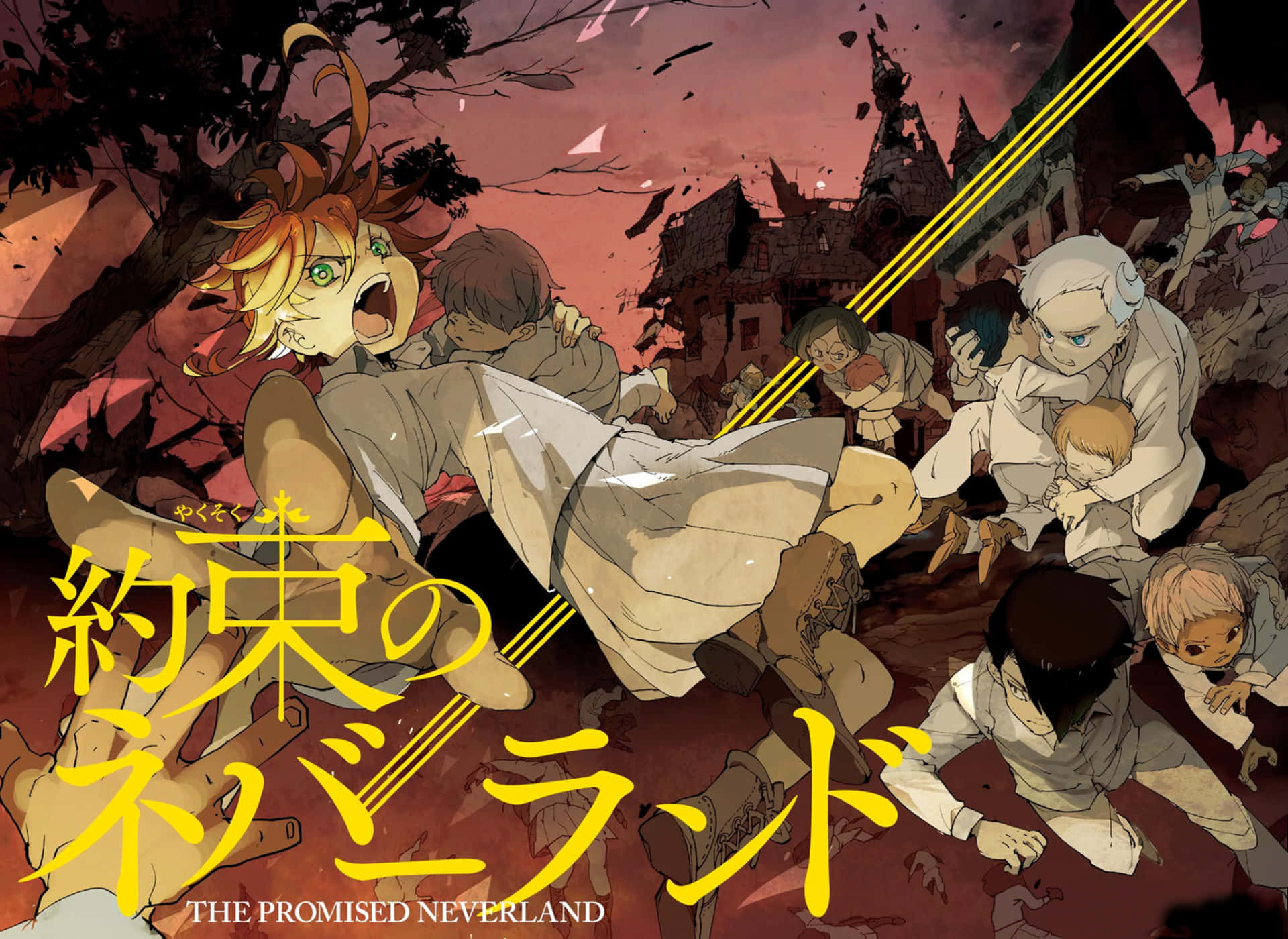 The Promised Neverland, Emma, white uniforms, Full HD Desktop Wallpaper