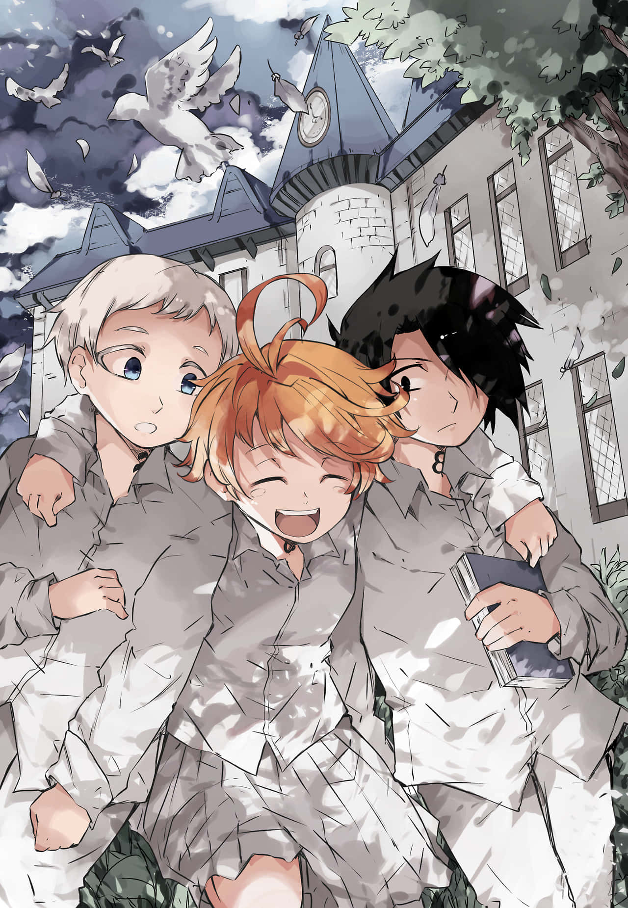 The Promised Neverland, Emma, grey uniforms, HD Phone Wallpaper