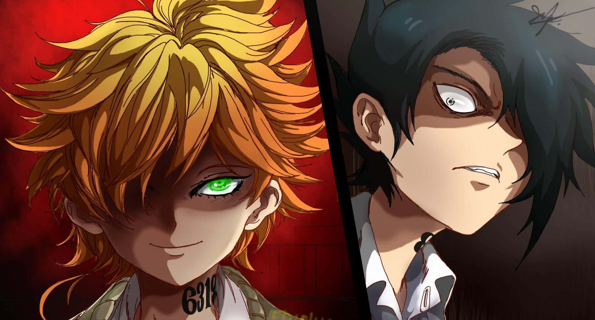 The Promised Neverland, Emma, spiky blonde hair, Full HD Desktop Wallpaper