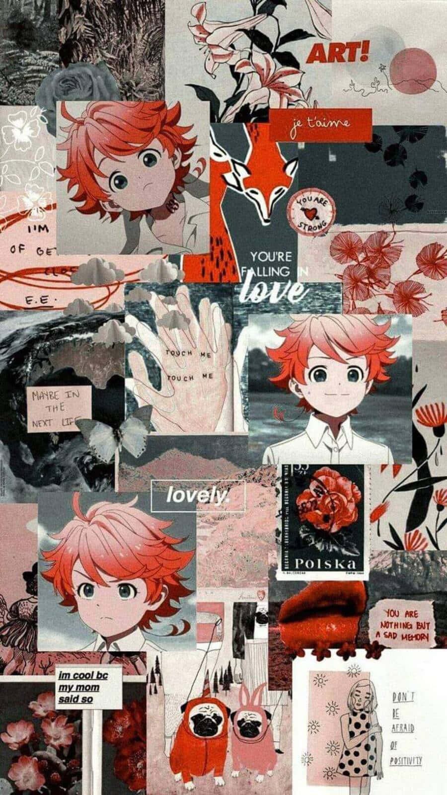 The Promised Neverland Emma, red-haired characters, floral patterns, HD Phone Wallpaper