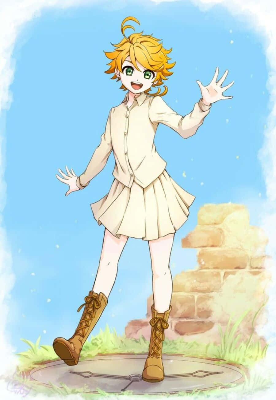 Emma, The Promised Neverland, spiky blonde hair, HD Phone Wallpaper