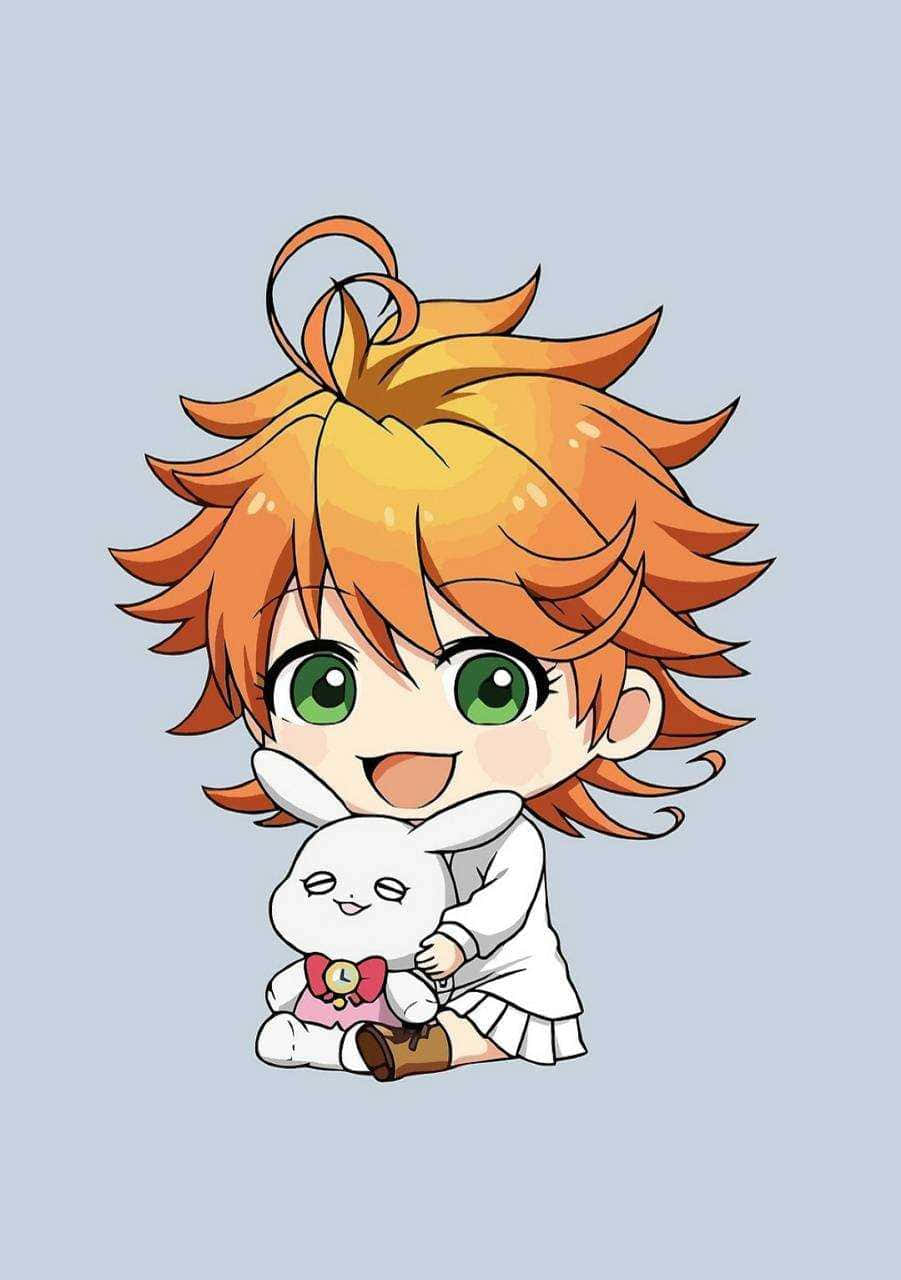 The Promised Neverland Emma, chibi anime character, spiky orange hair, HD Phone Wallpaper