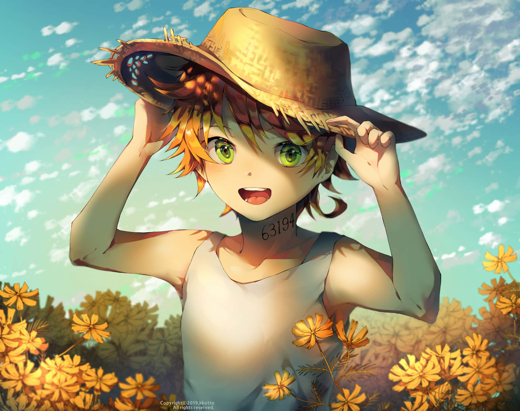 Emma, The Promised Neverland, green eyes, Full HD Desktop Wallpaper