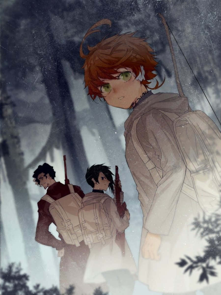 The Promised Neverland, Emma, snowy forest, SD Phone Wallpaper