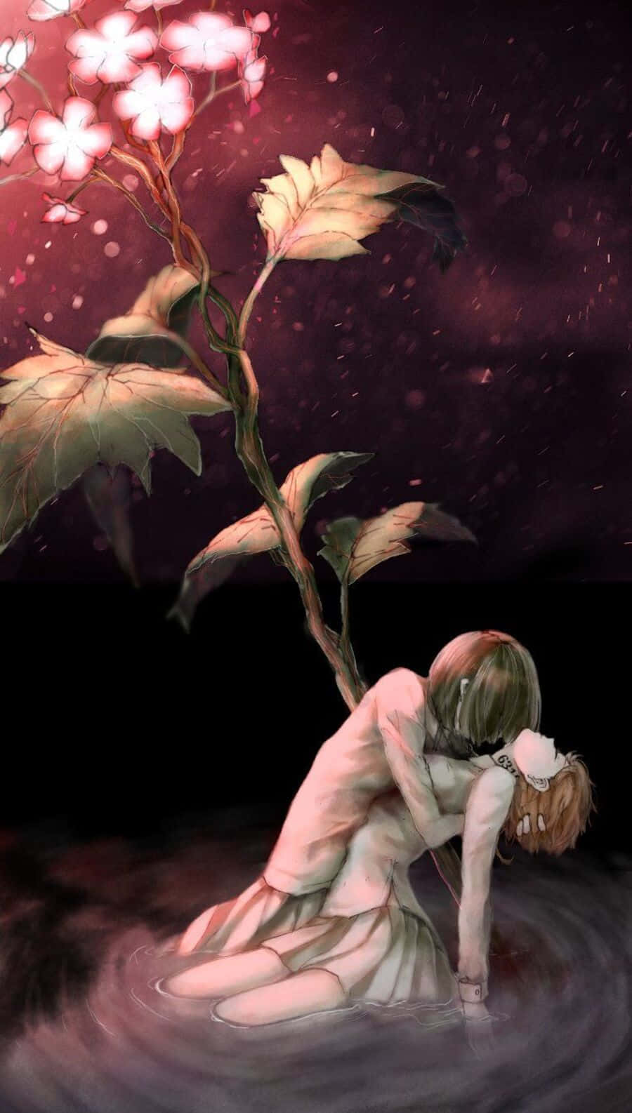 Gilda, The Promised Neverland, glowing pink flowering vine, HD Phone Wallpaper