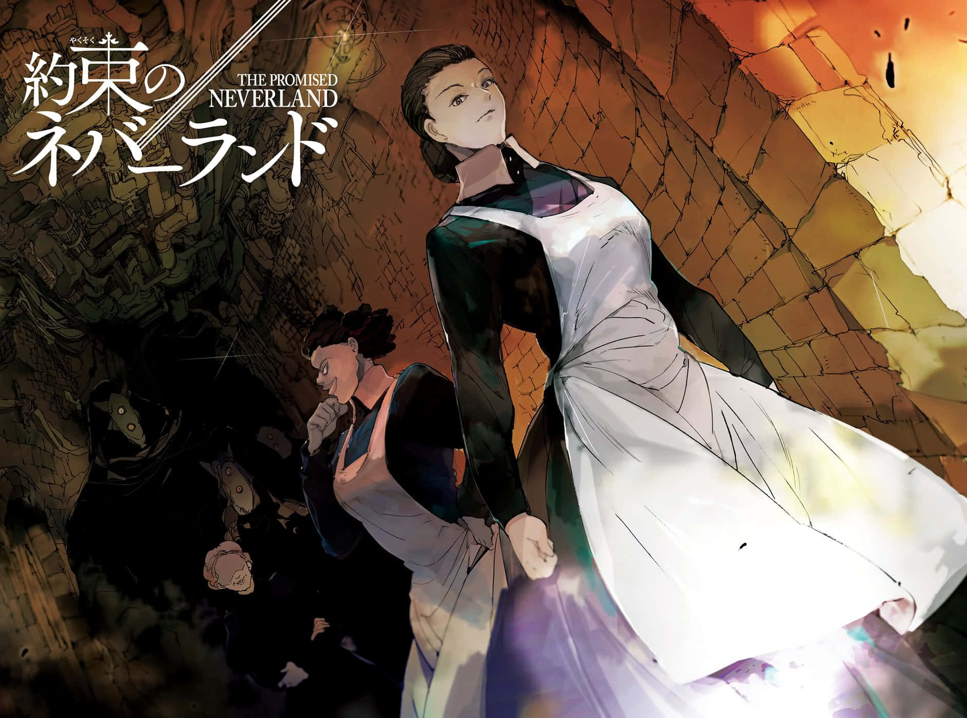 Isabella, The Promised Neverland, white aprons, HD Desktop Wallpaper