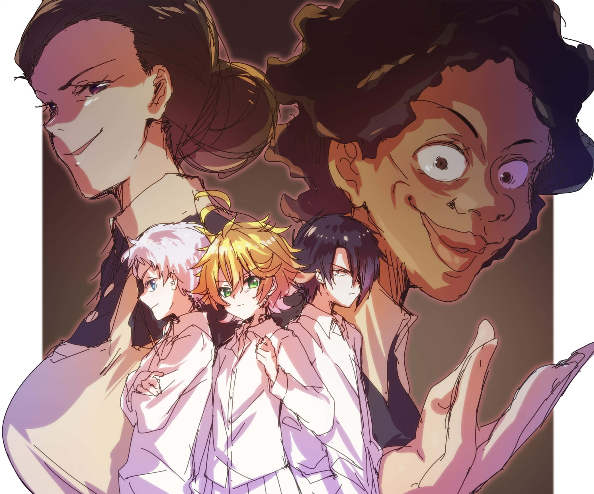The Promised Neverland, Krone, white shirts, Full HD Desktop Wallpaper