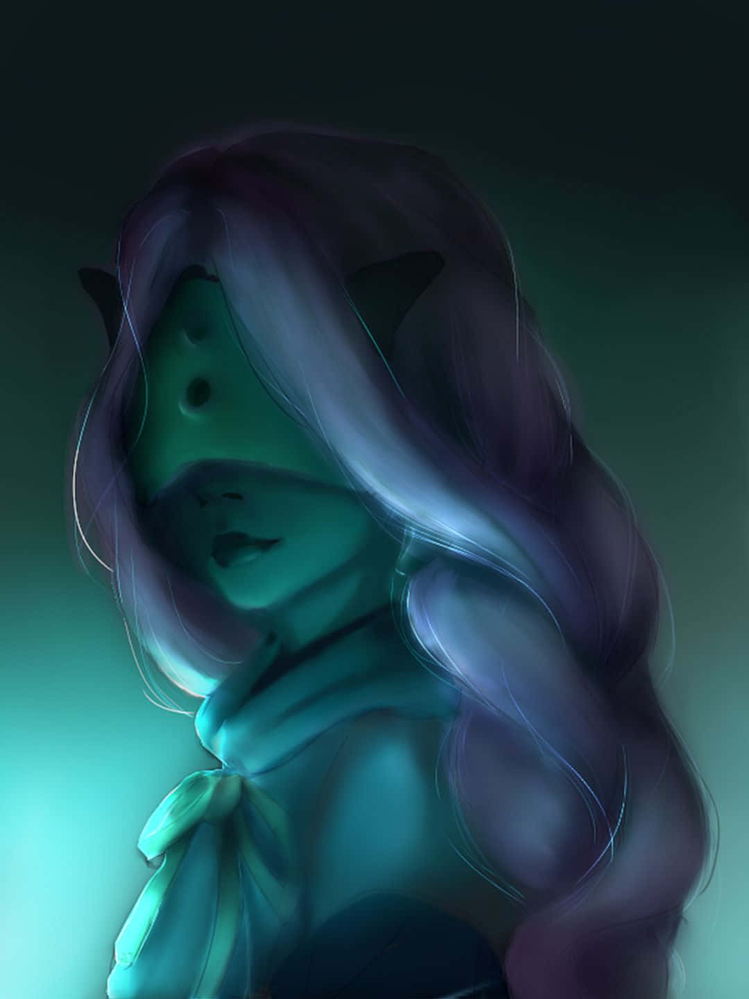 The Promised Neverland Mujika, green-skinned elf, long purple hair, HD Phone Wallpaper