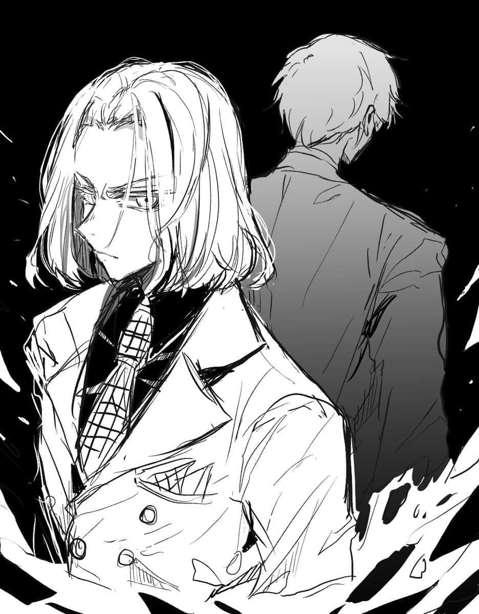 The Promised Neverland, Peter Ratri, black and white anime-style sketch, SD Phone Wallpaper