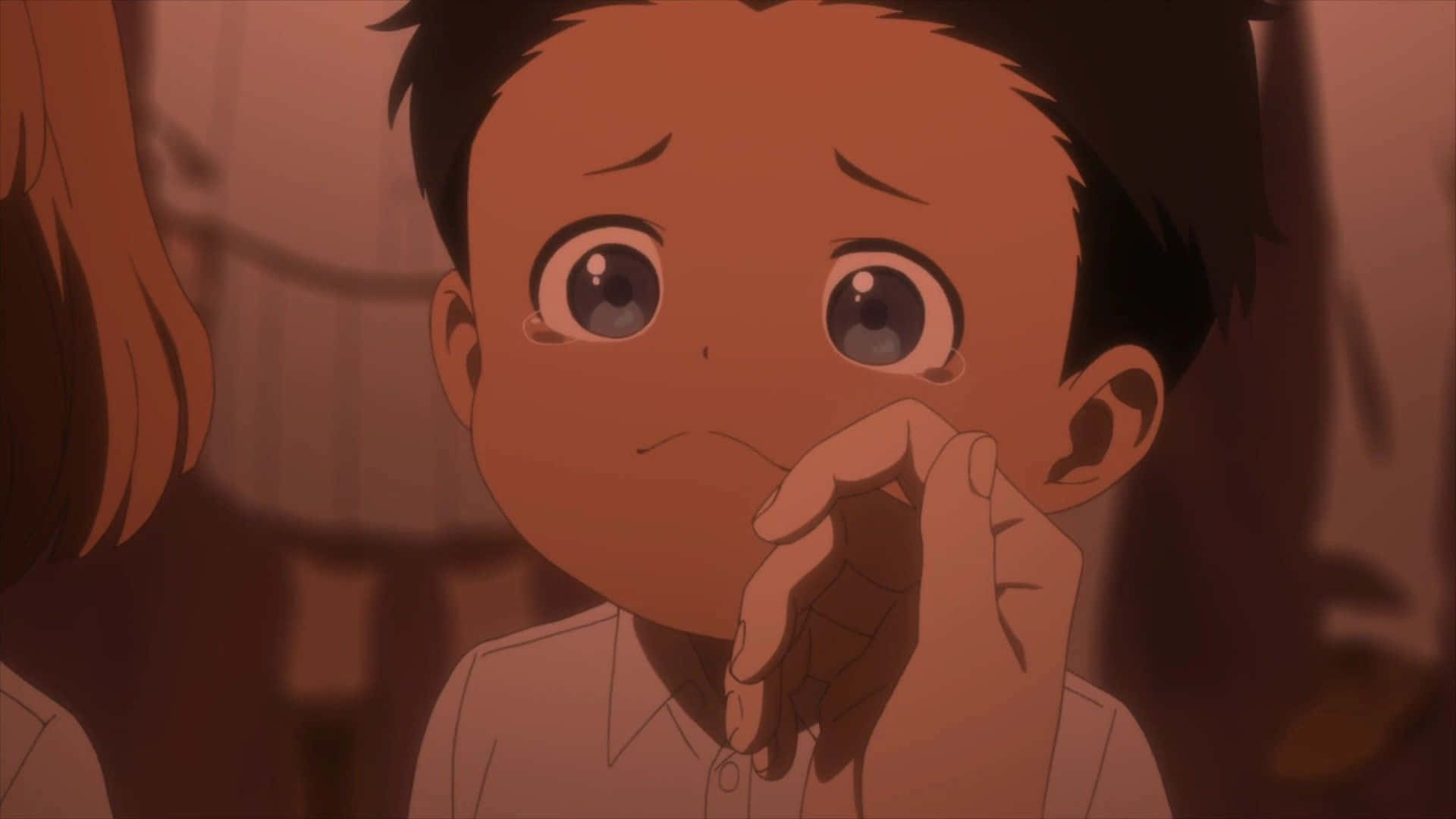 The Promised Neverland Phil, anime boy, wide tear-filled eyes, Full HD Desktop Wallpaper