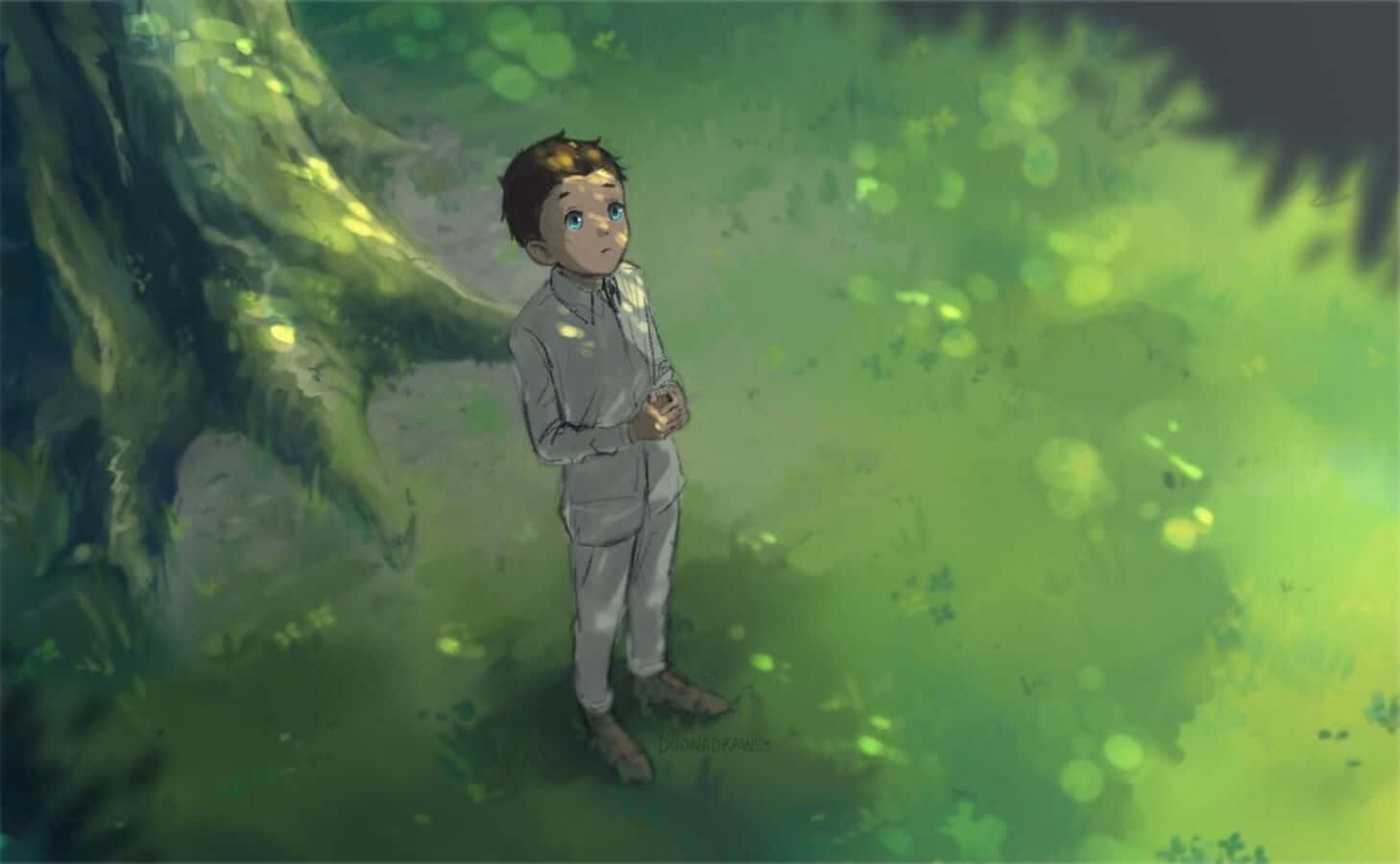 The Promised Neverland, Phil, gray attire, HD Desktop Wallpaper